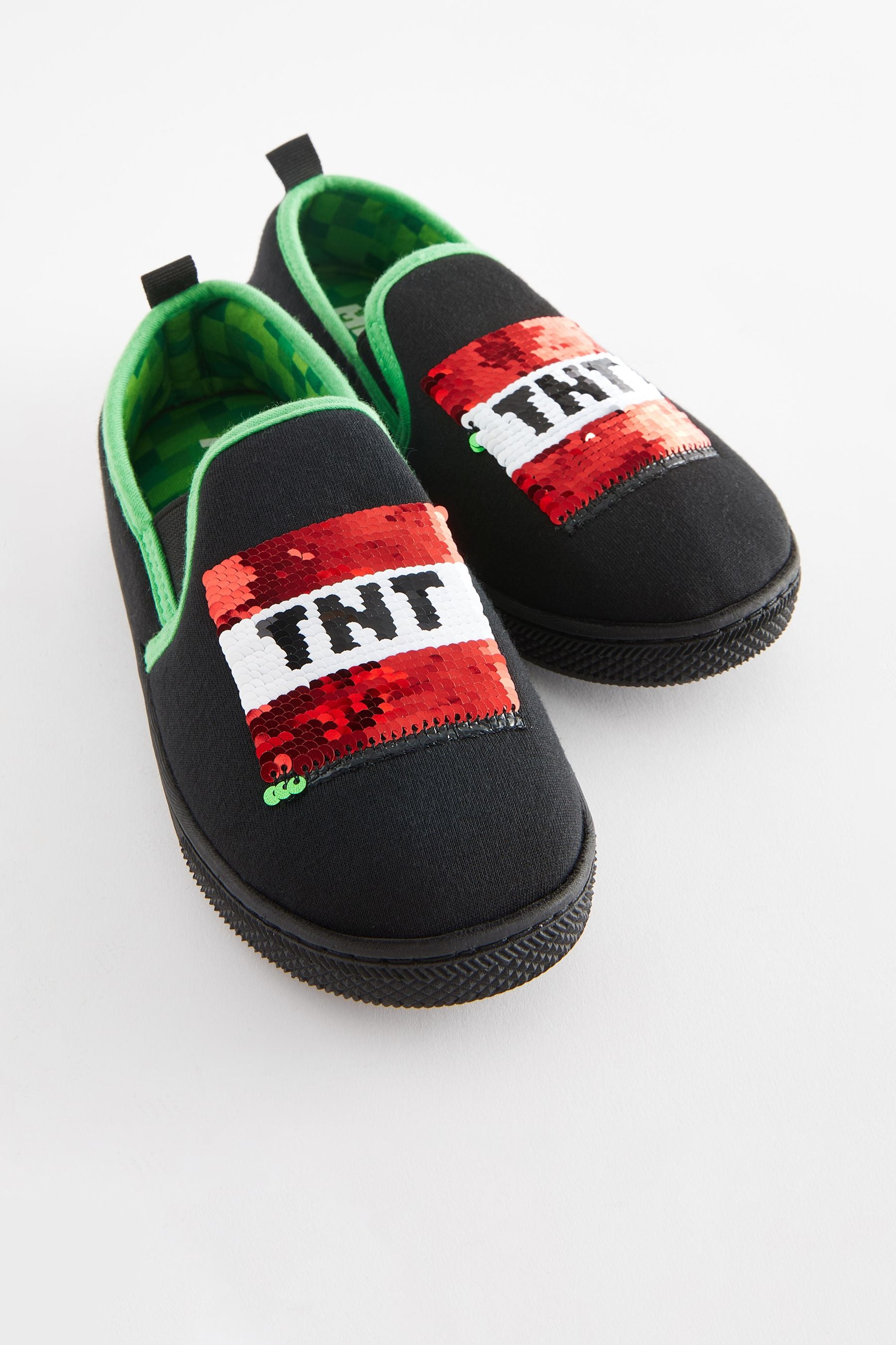 Minecraft Black/Green Minecraft Cupsole Slippers