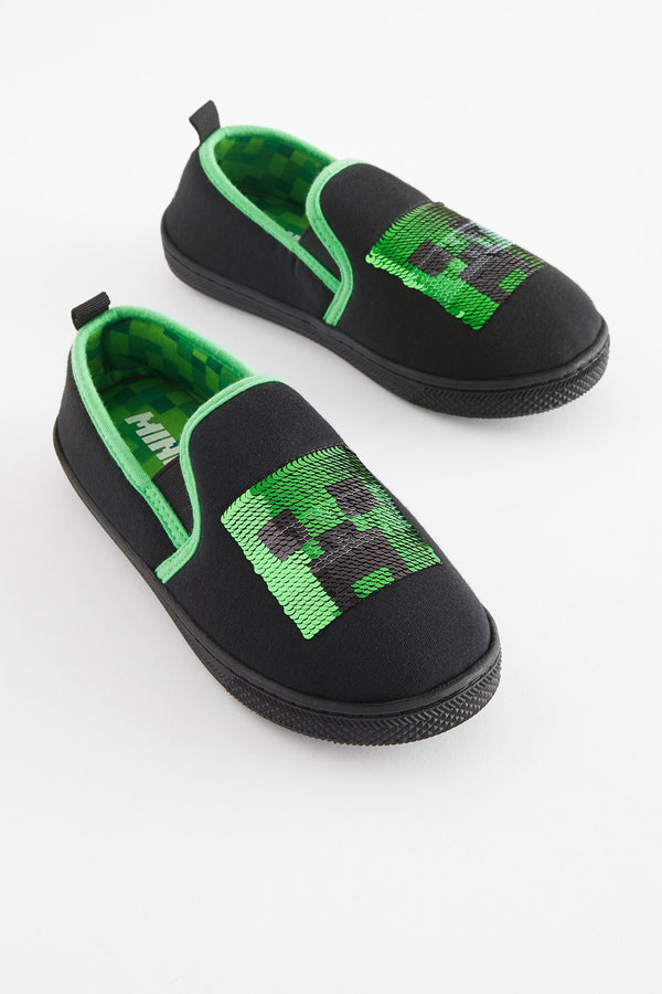 Black/Green Minecraft Cupsole Slippers