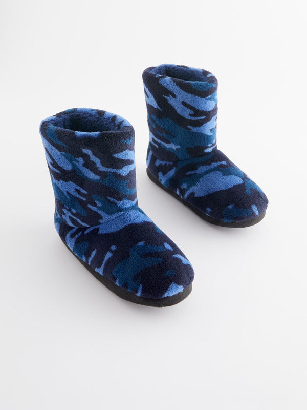 Navy Camo Warm Lined Slipper Boots