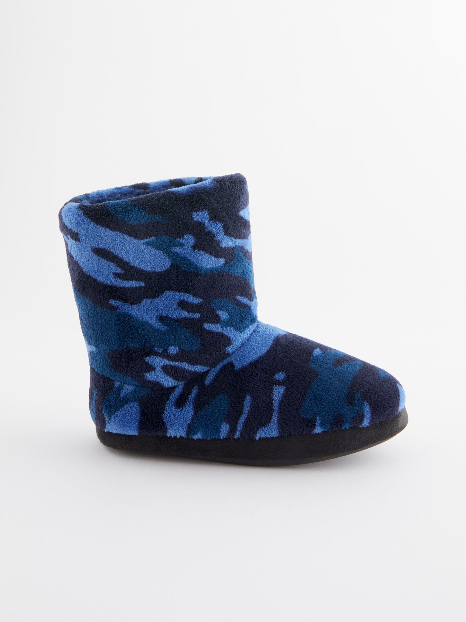 Navy Camo Warm Lined Slipper Boots