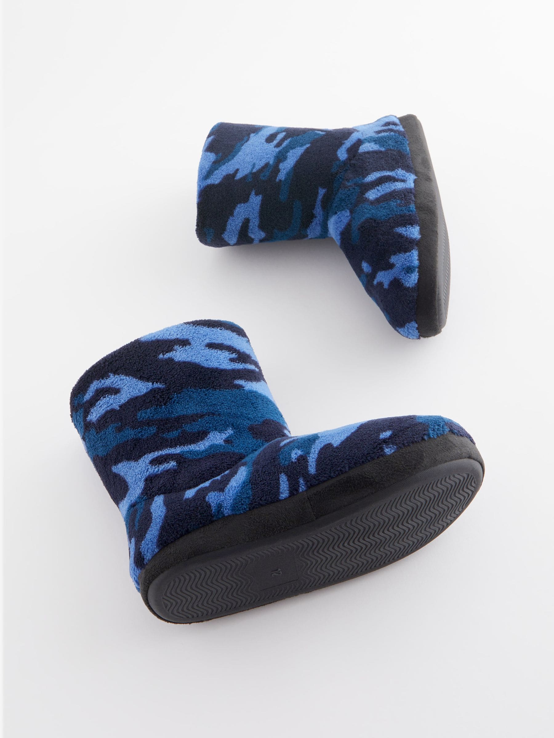 Navy Camo Warm Lined Slipper Boots