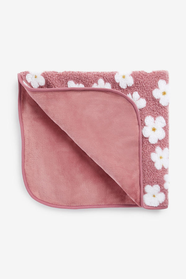 Pink Flower Fleece Baby Blanket