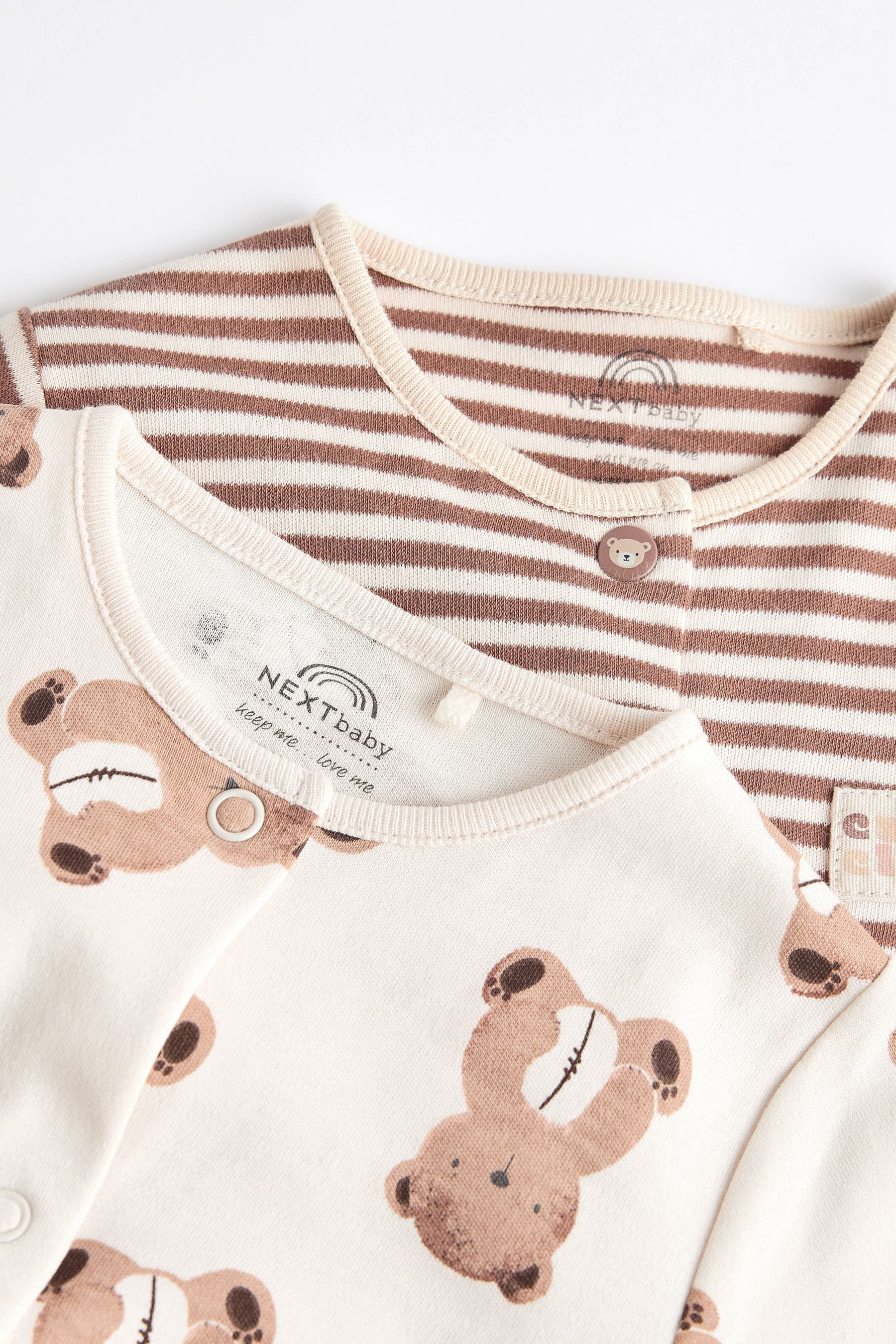 Tan Brown Cotton Sleepsuits 2 Pack (0mths-3yrs)