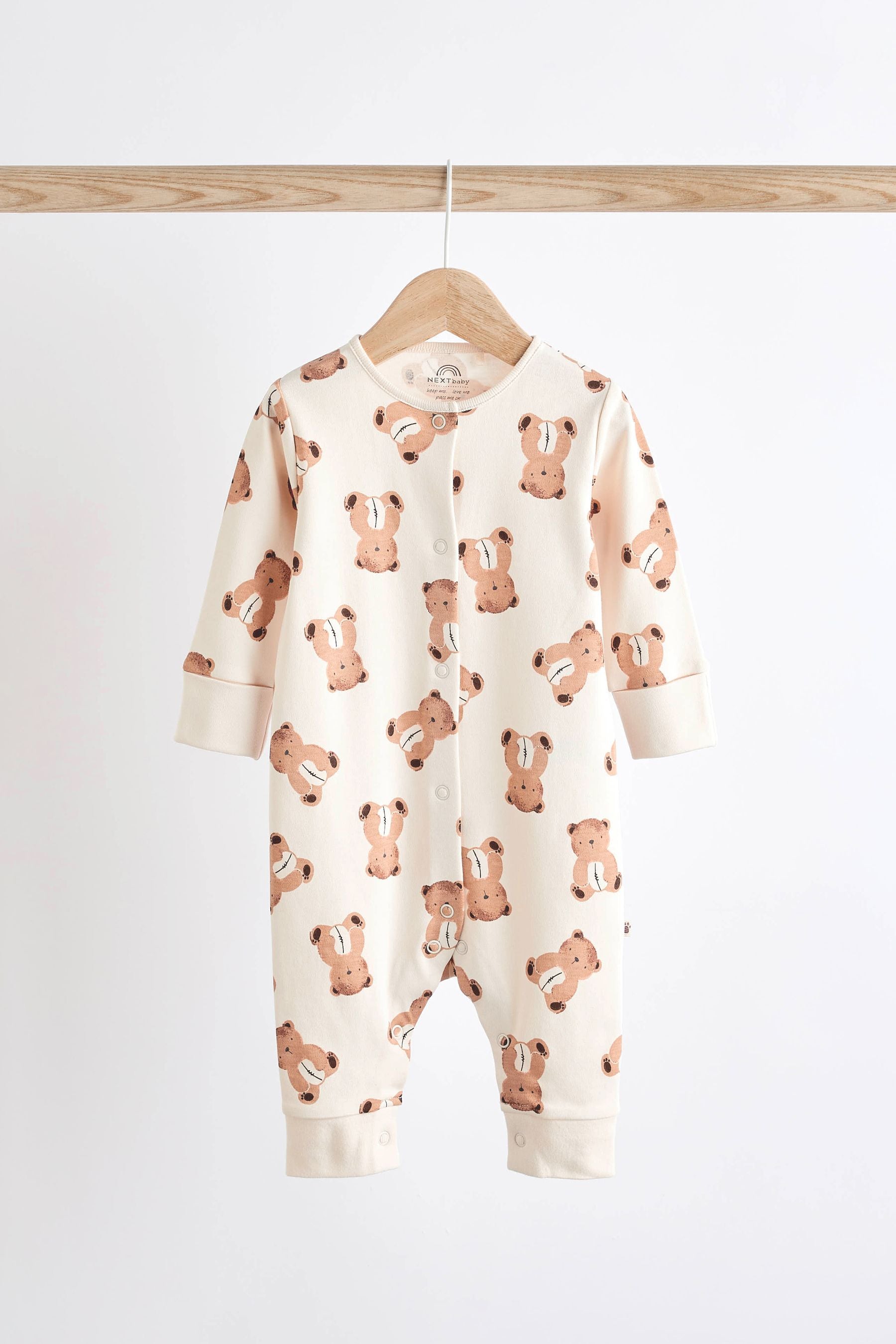 Tan Brown Cotton Sleepsuits 2 Pack (0mths-3yrs)