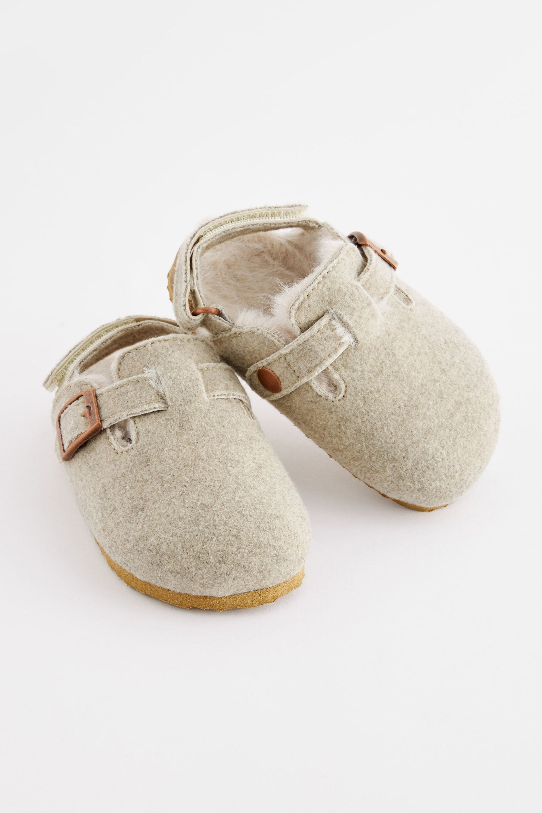 Grey Warm Lined Clog Slippers