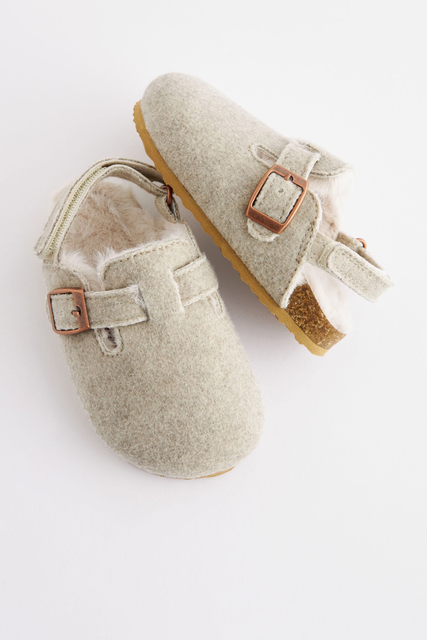 Grey Warm Lined Clog Slippers