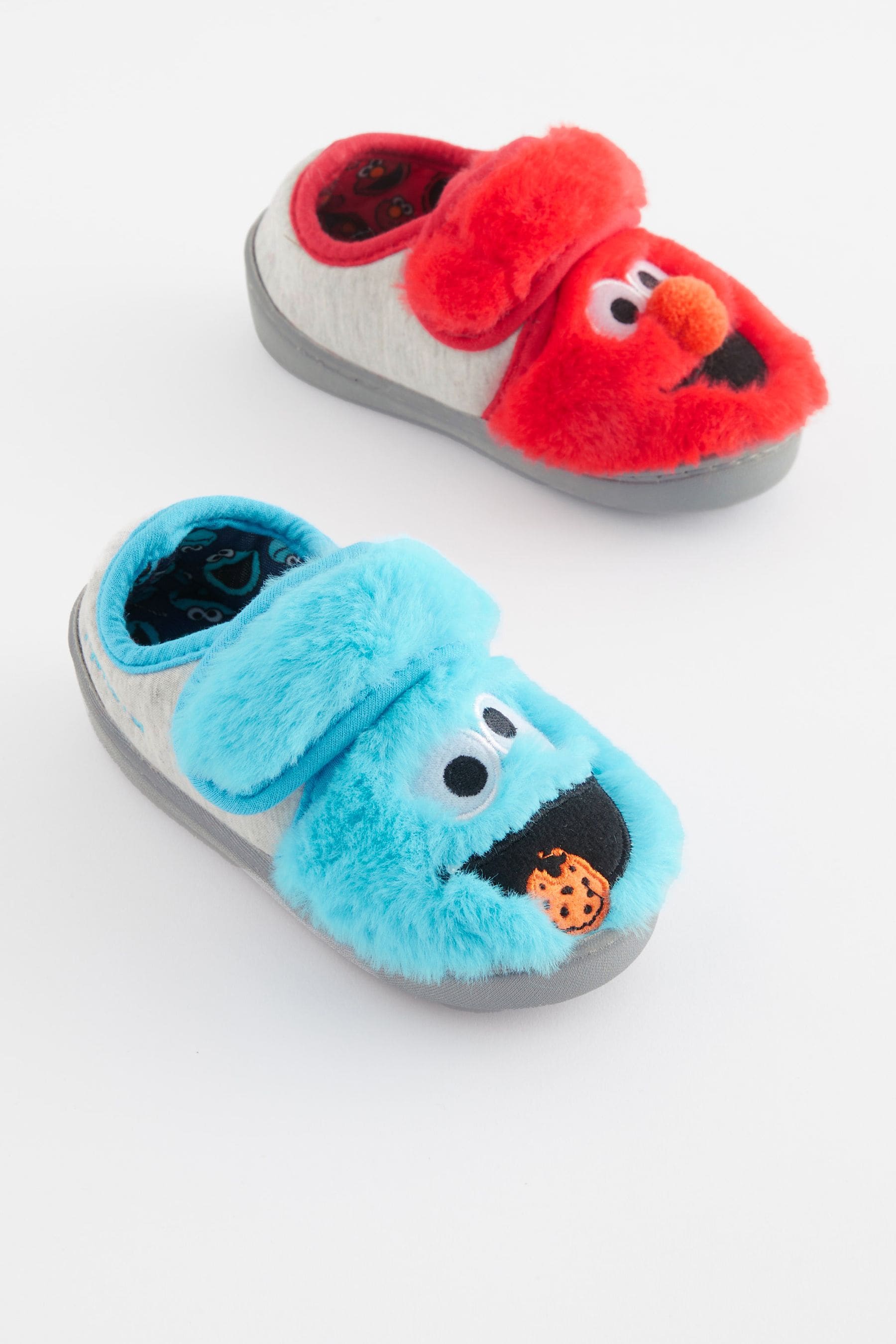 Red/Blue Sesame Street Touch Fastening Cupsole Print Slippers