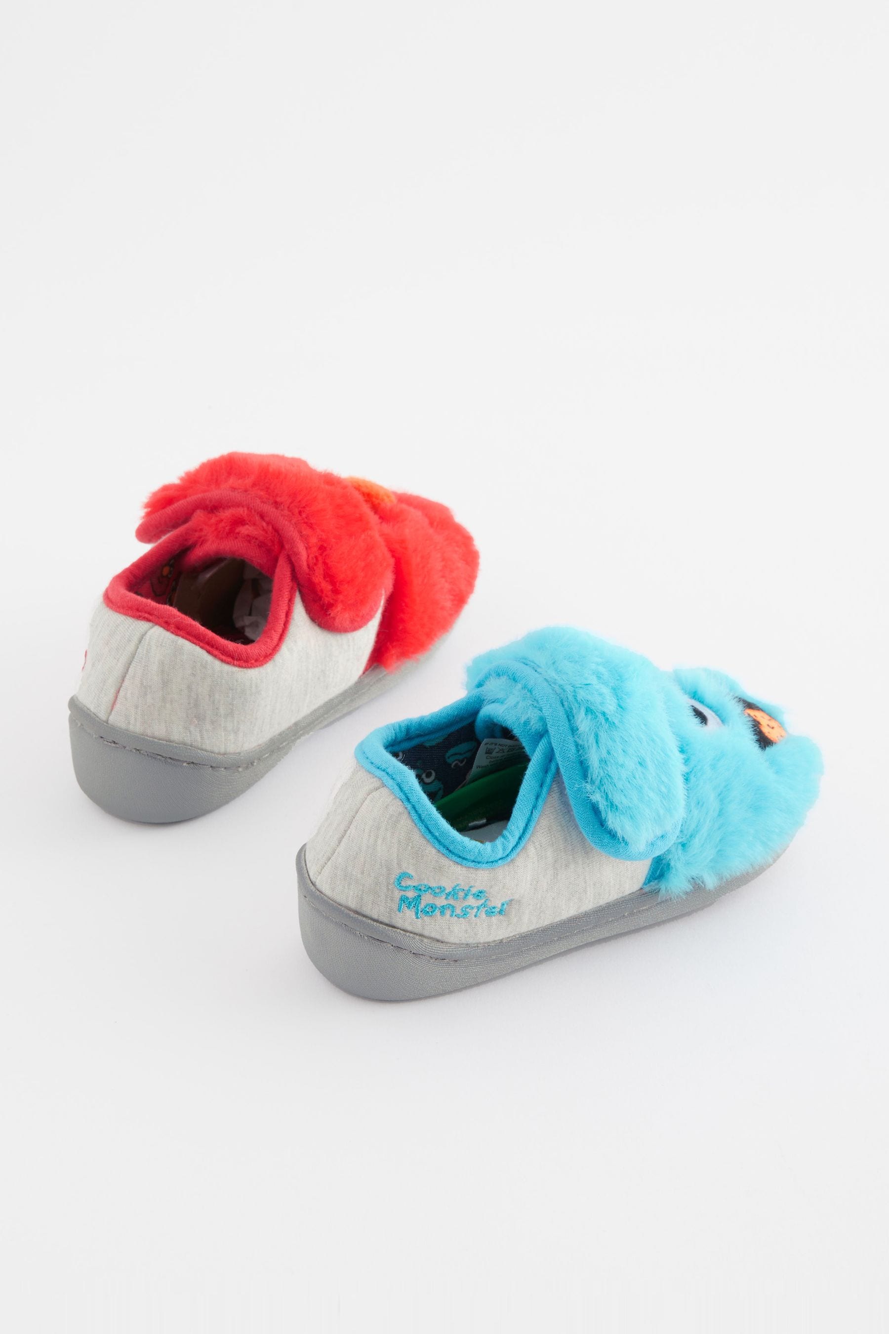 Red/Blue Sesame Street Touch Fastening Cupsole Print Slippers