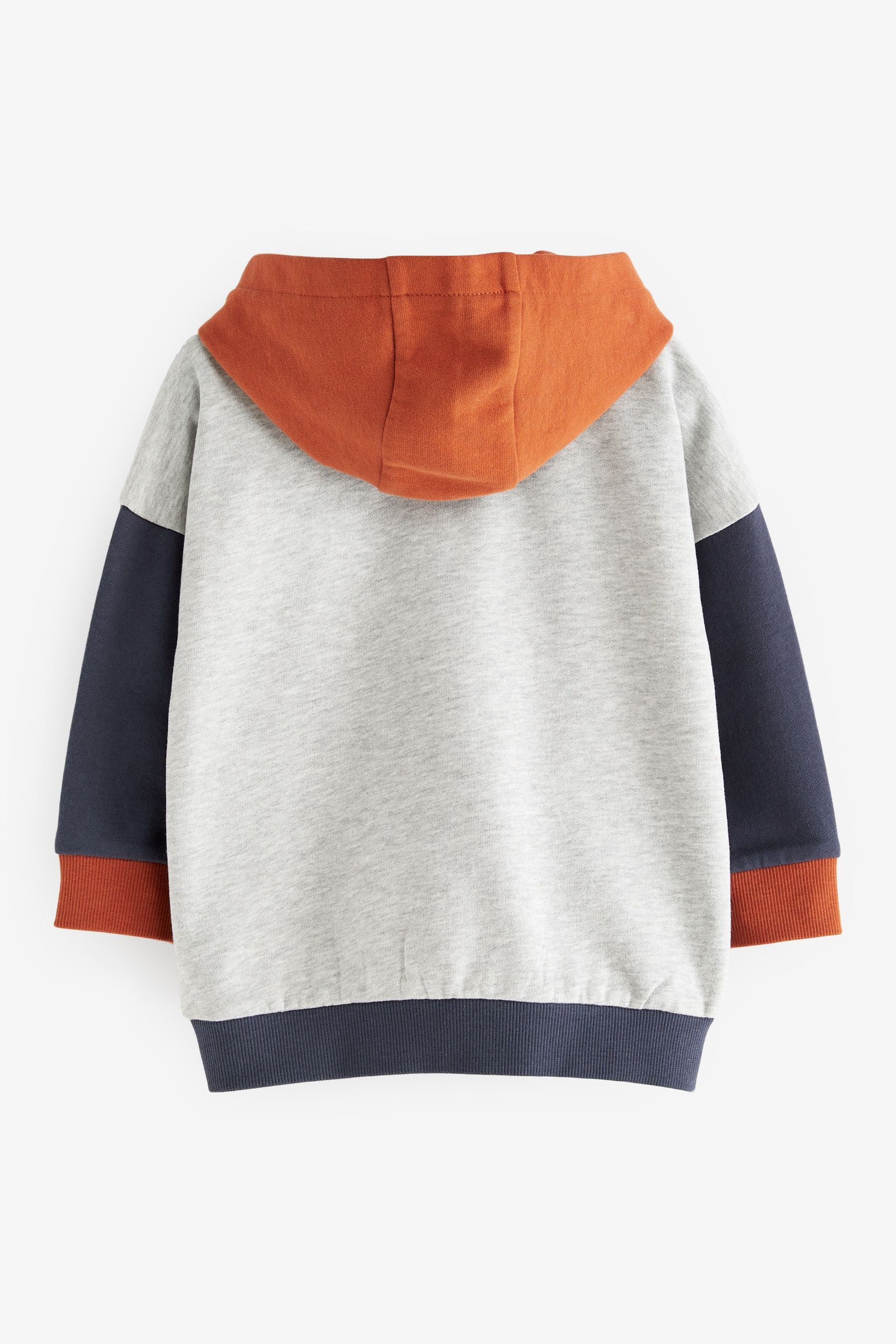 Grey Blue Orange Fox Colourblock Character Hoodie (3mths-7yrs)