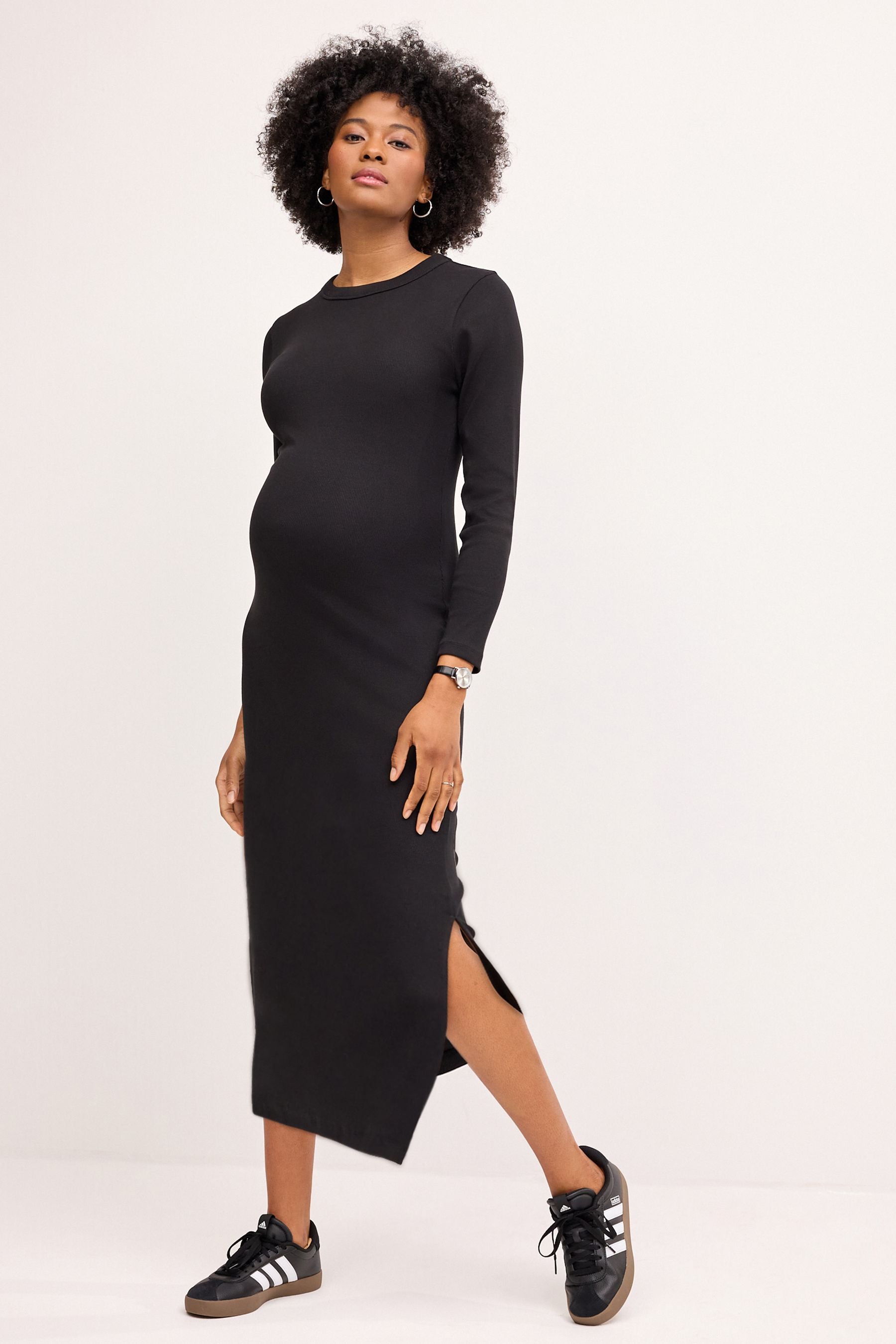 Black Maternity Long Sleeve Dress