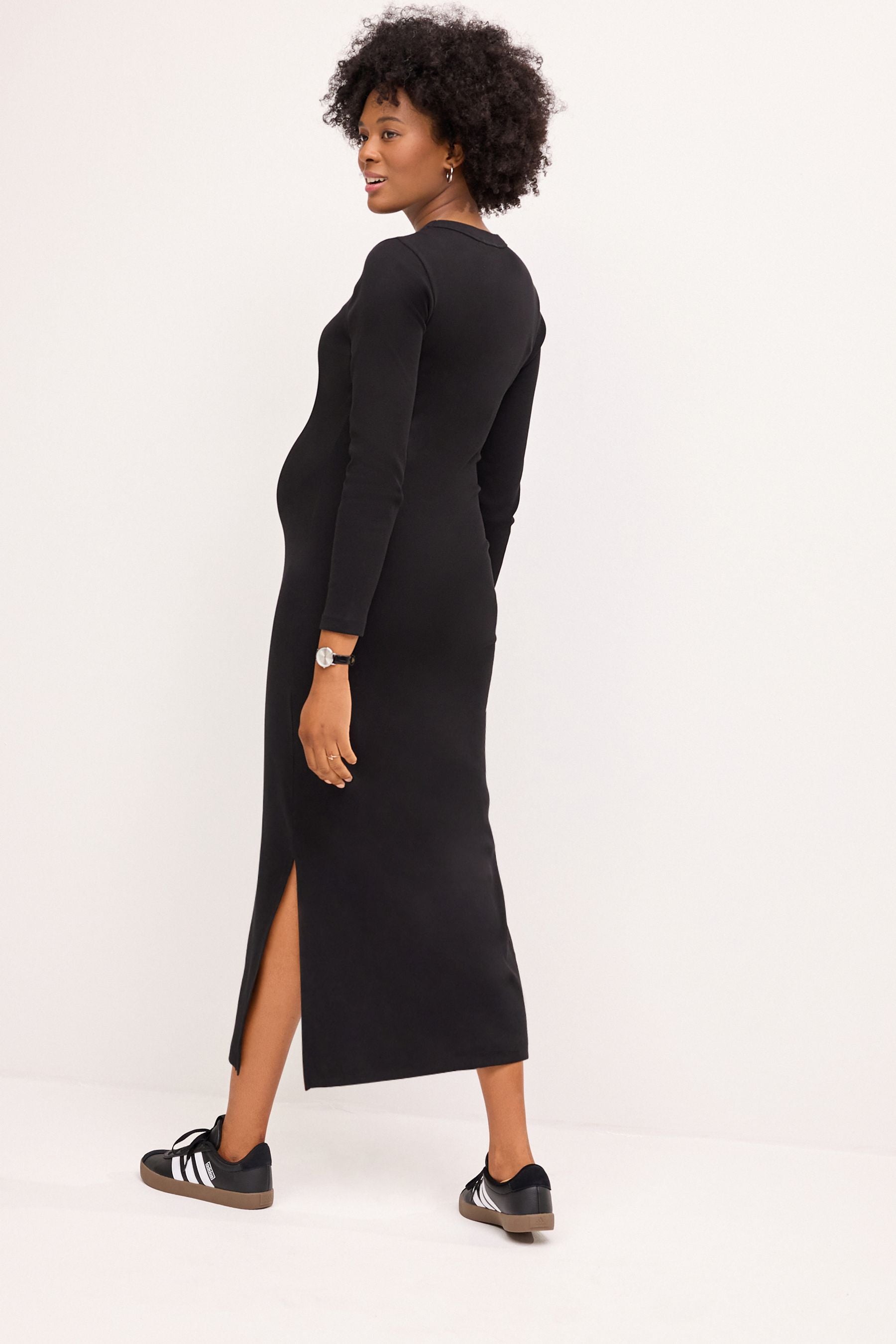 Black Maternity Long Sleeve Dress