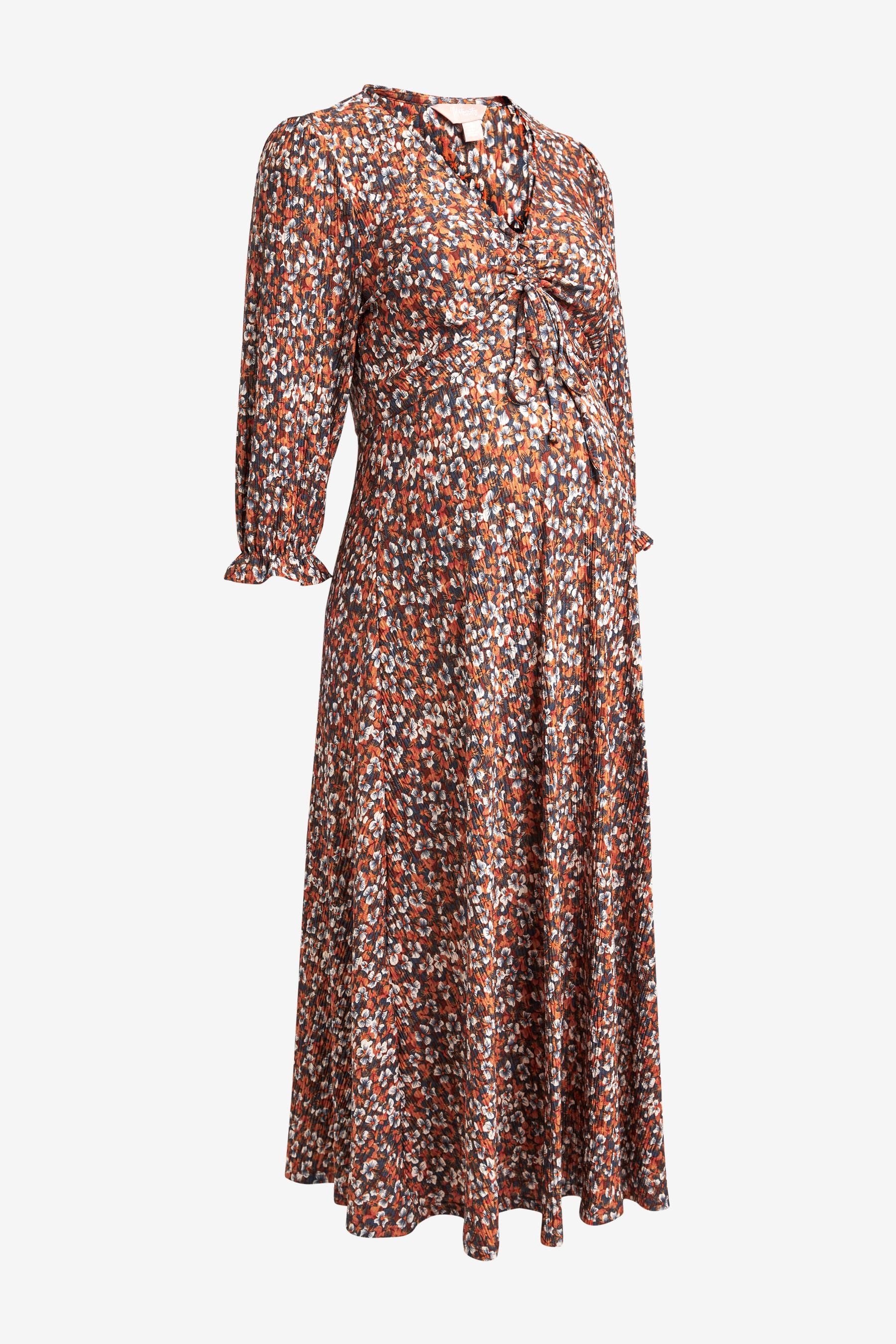 Floral Maternity Ruched Front Print Dress