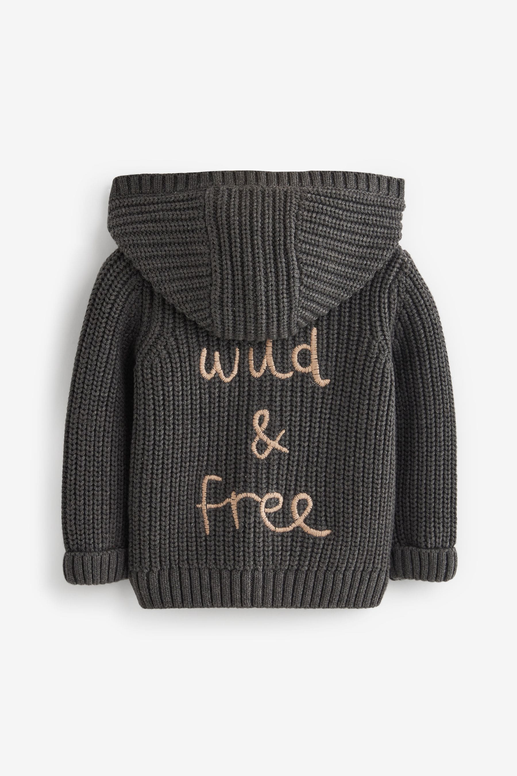 Charcoal Grey Giraffe Baby Knitted Hooded Cardigan (0mths-2yrs)