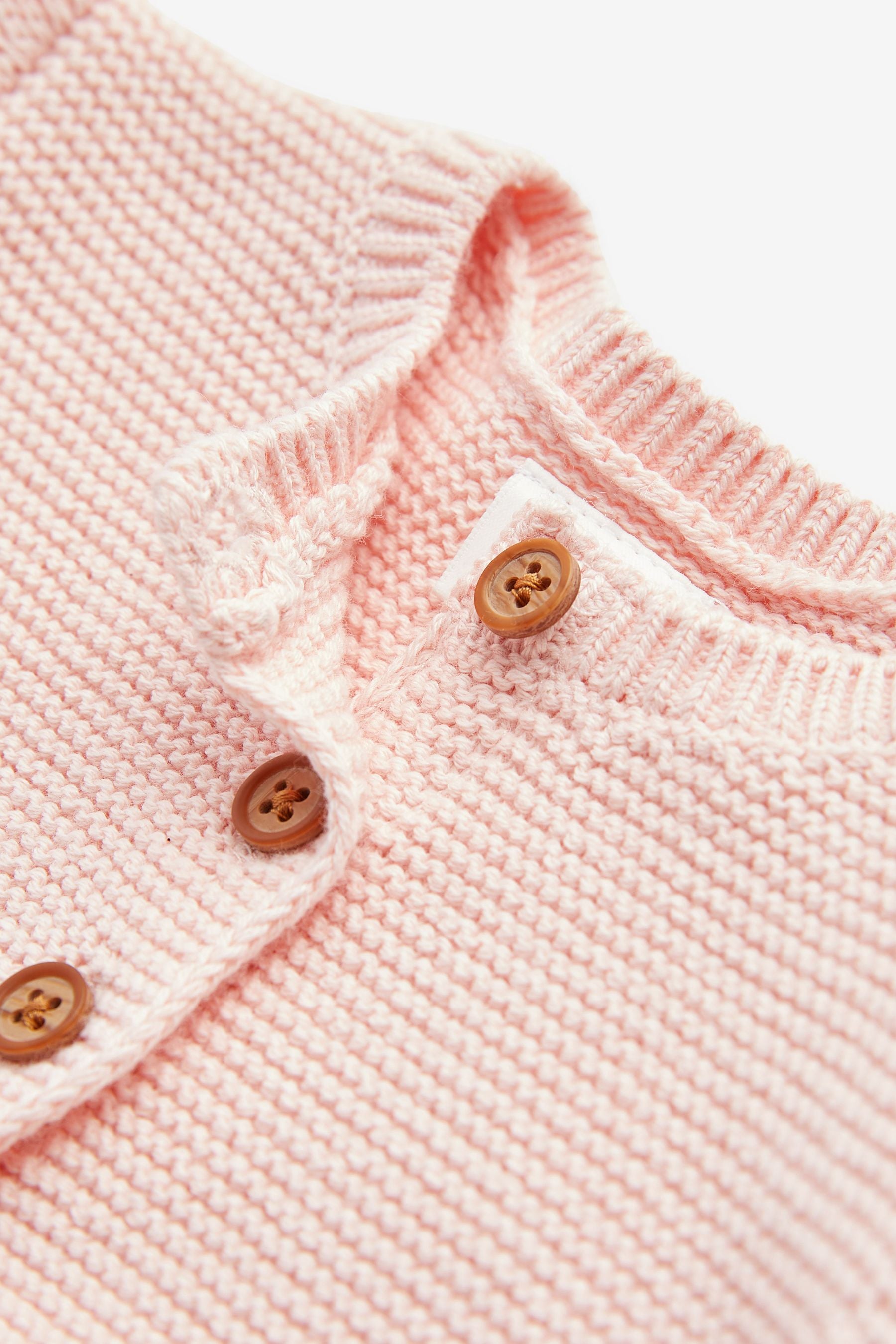 Pink Baby Frill Shoulder Knitted Cardigan (0mths-2yrs)