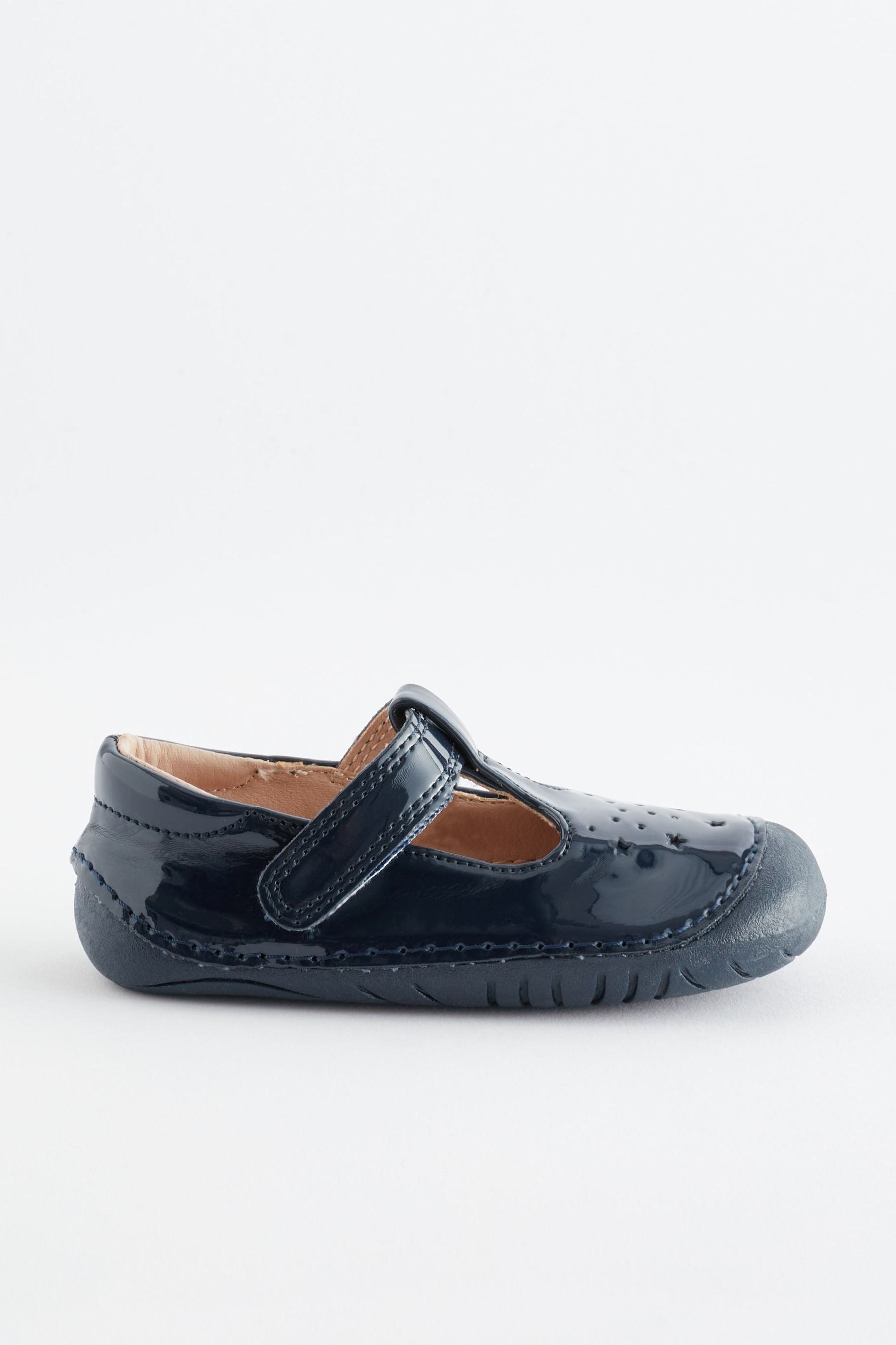 Navy Blue Patent Wide Fit (G) Crawler T-Bar Shoes