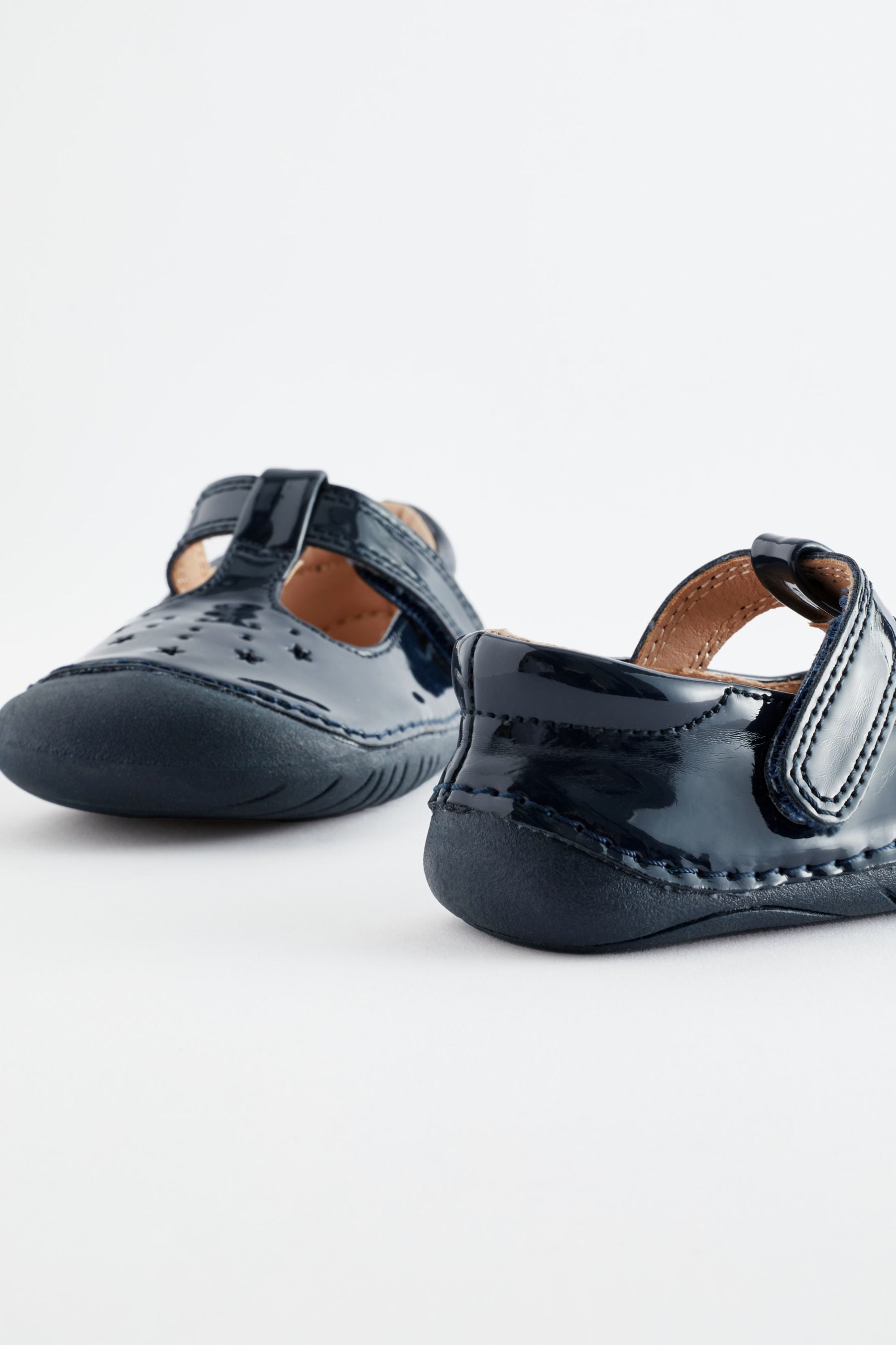 Navy Blue Patent Wide Fit (G) Crawler T-Bar Shoes