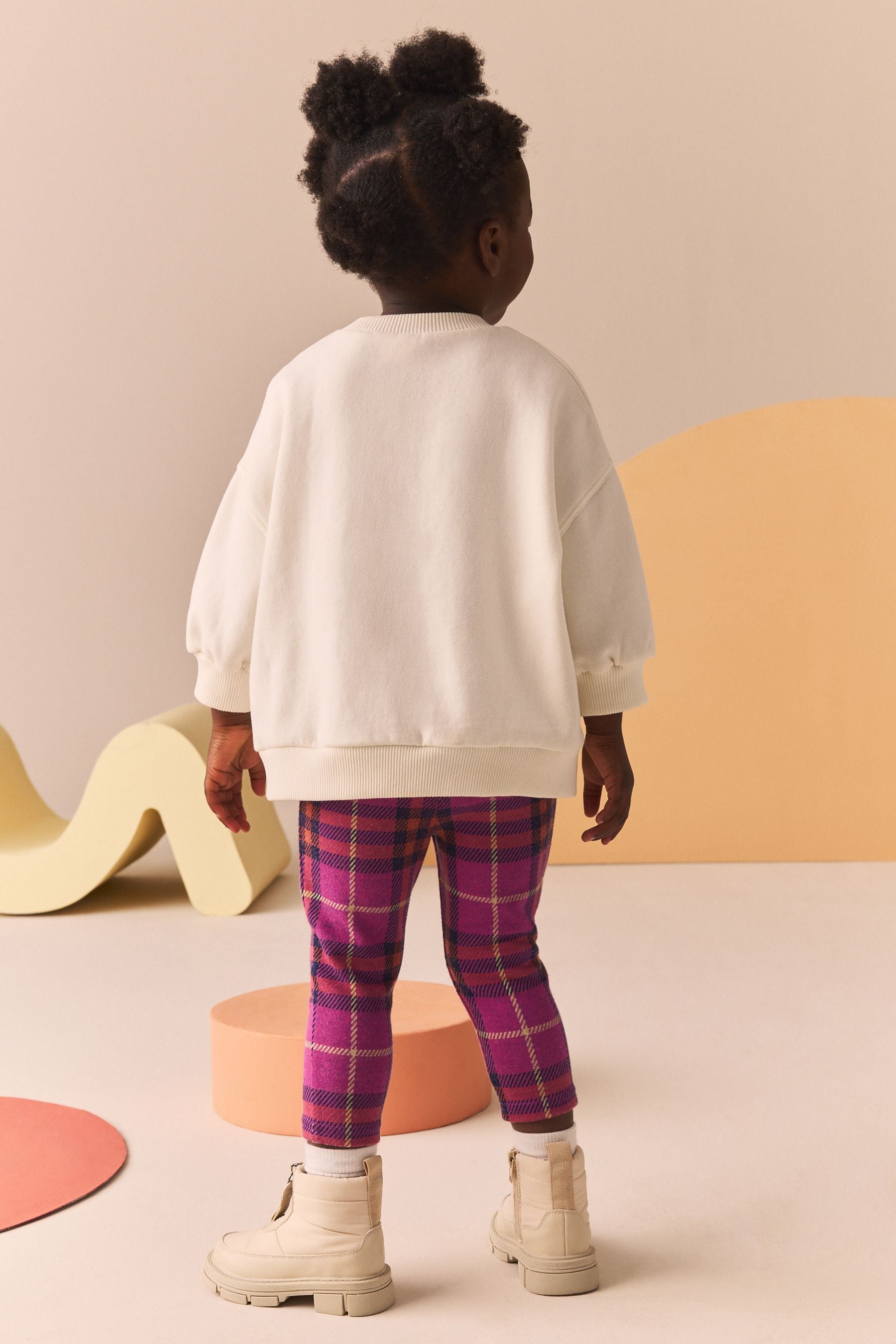 Purple Check Cosy Fleece Lined Leggings (3mths-7yrs)