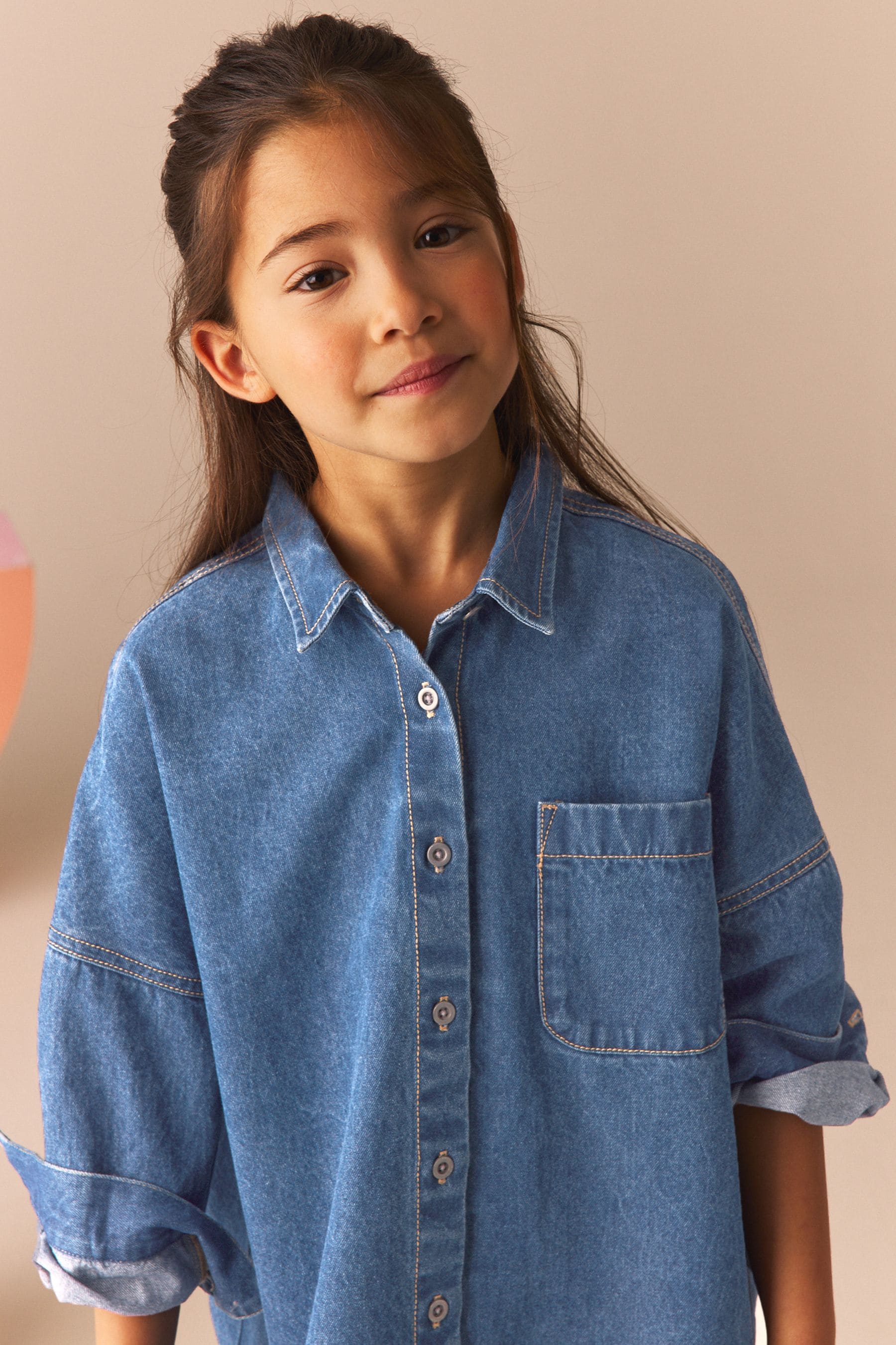 Black Flare Leggings And Denim Shirt Set (3-16yrs)