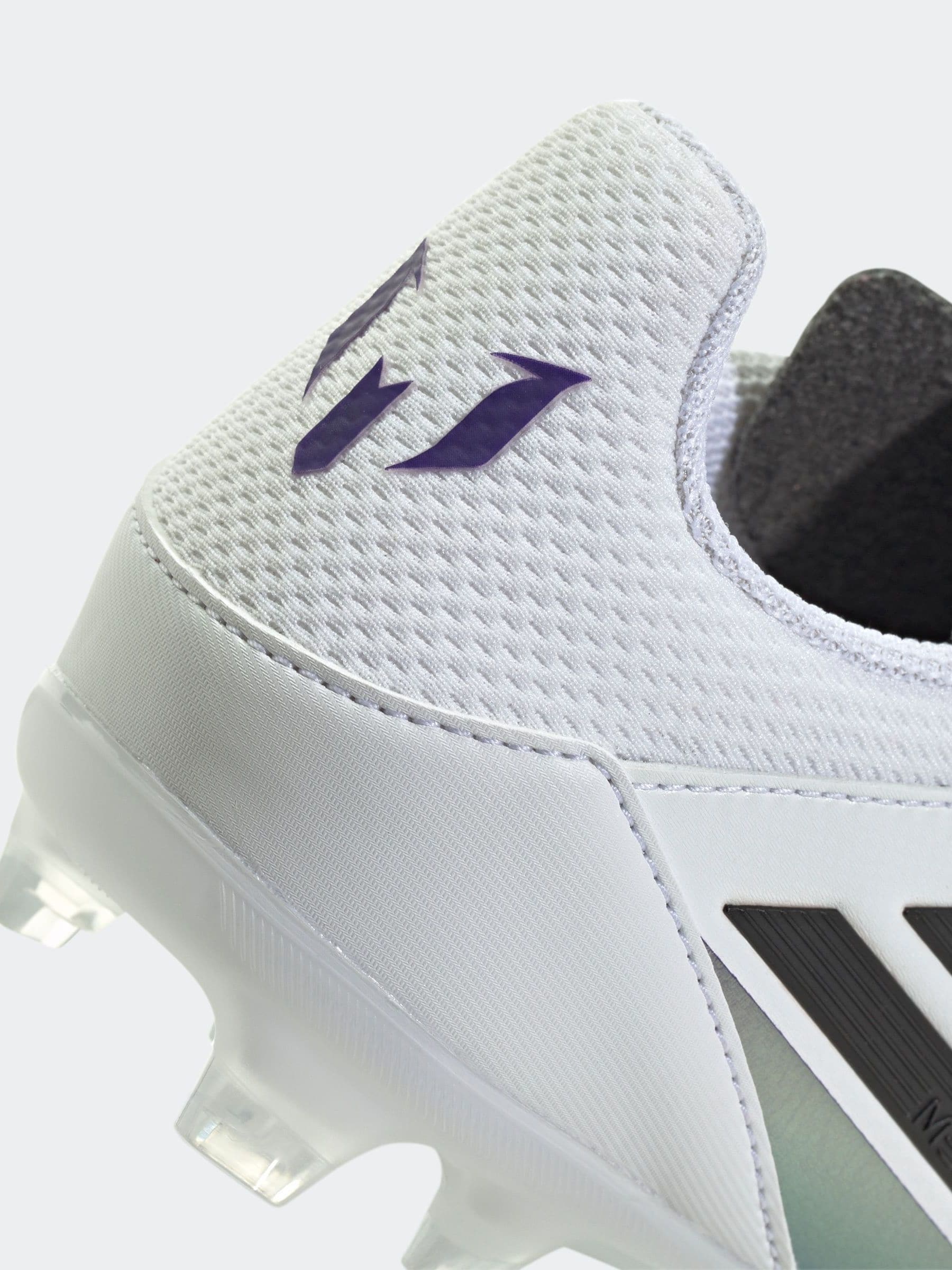 adidas White/Purple Messi F50 Kids League Firm/Multi-Ground Boots