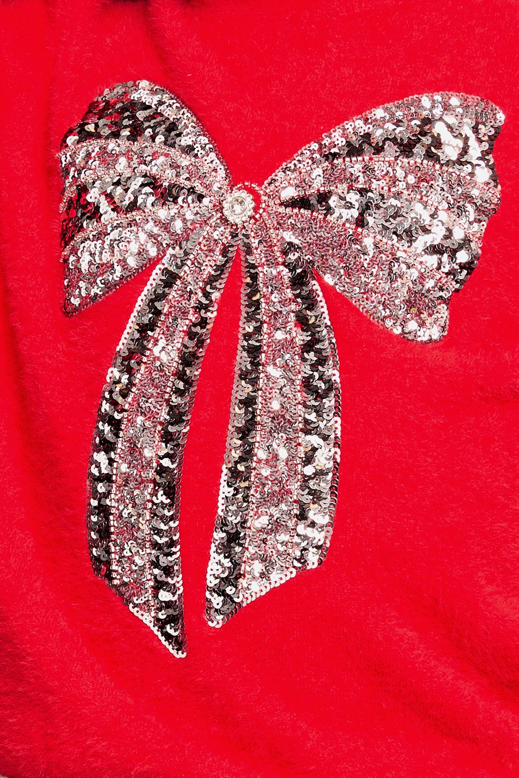 Lipsy Red Bow Knitted Christmas Jumper (5-16yrs)