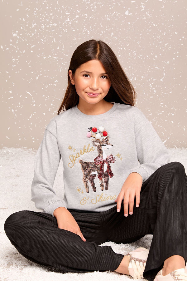 Light Grey Christmas Sweatshirt (5-16yrs)