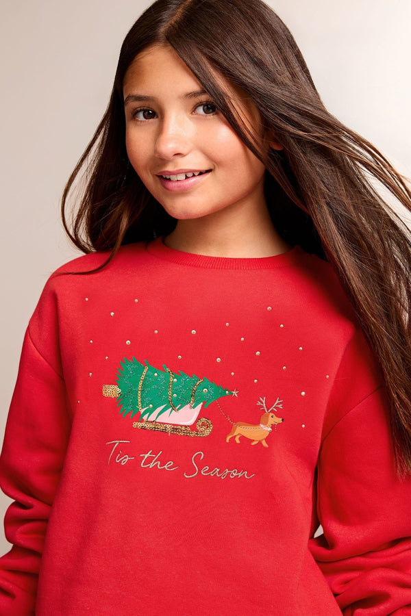 Red Christmas Sweatshirt (5-16yrs)