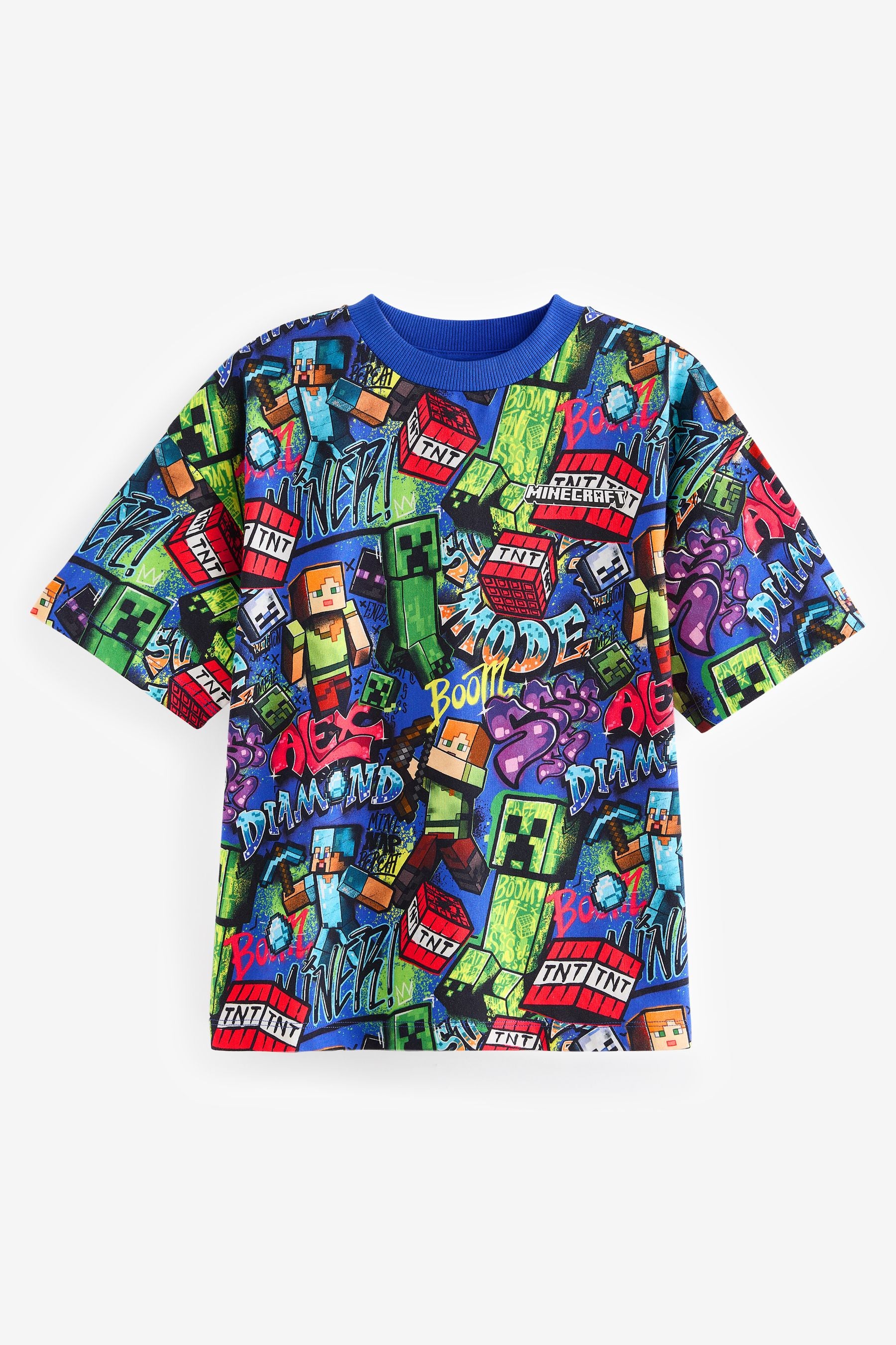 Cobalt Blue 100% Cotton Licensed Minecraft T-Shirt (3-16yrs)