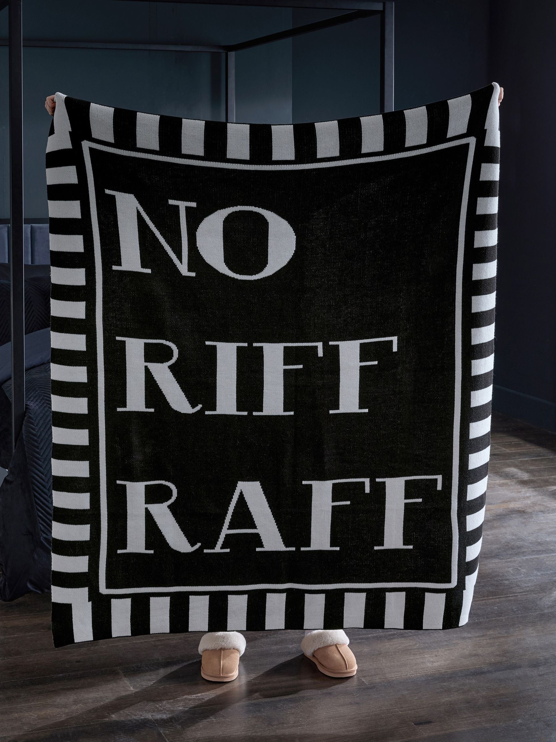 Black No Riff Raff Slogan Throw