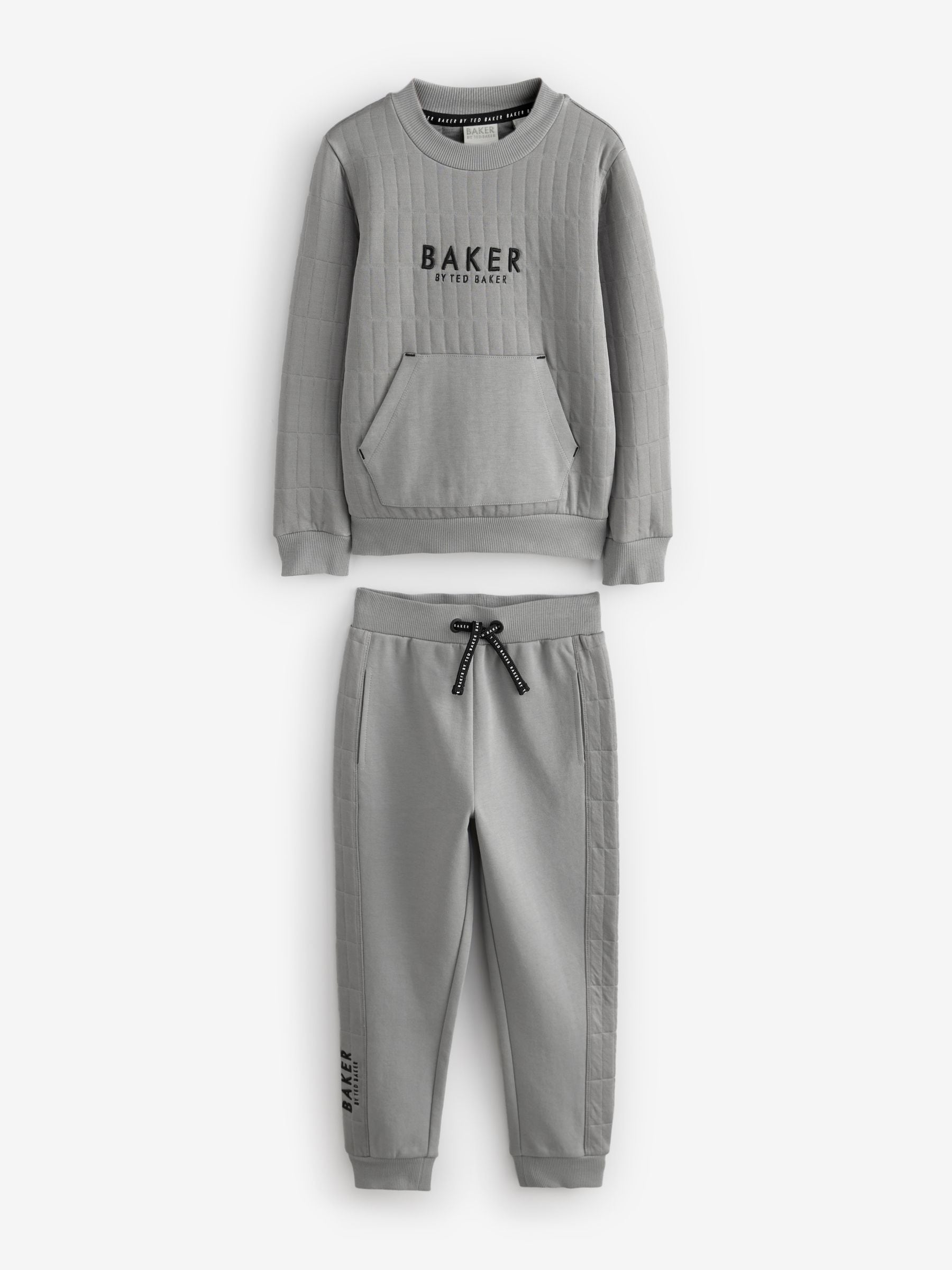 Baker by Ted Baker Grey Quilted Sweatshirt And Joggers Set