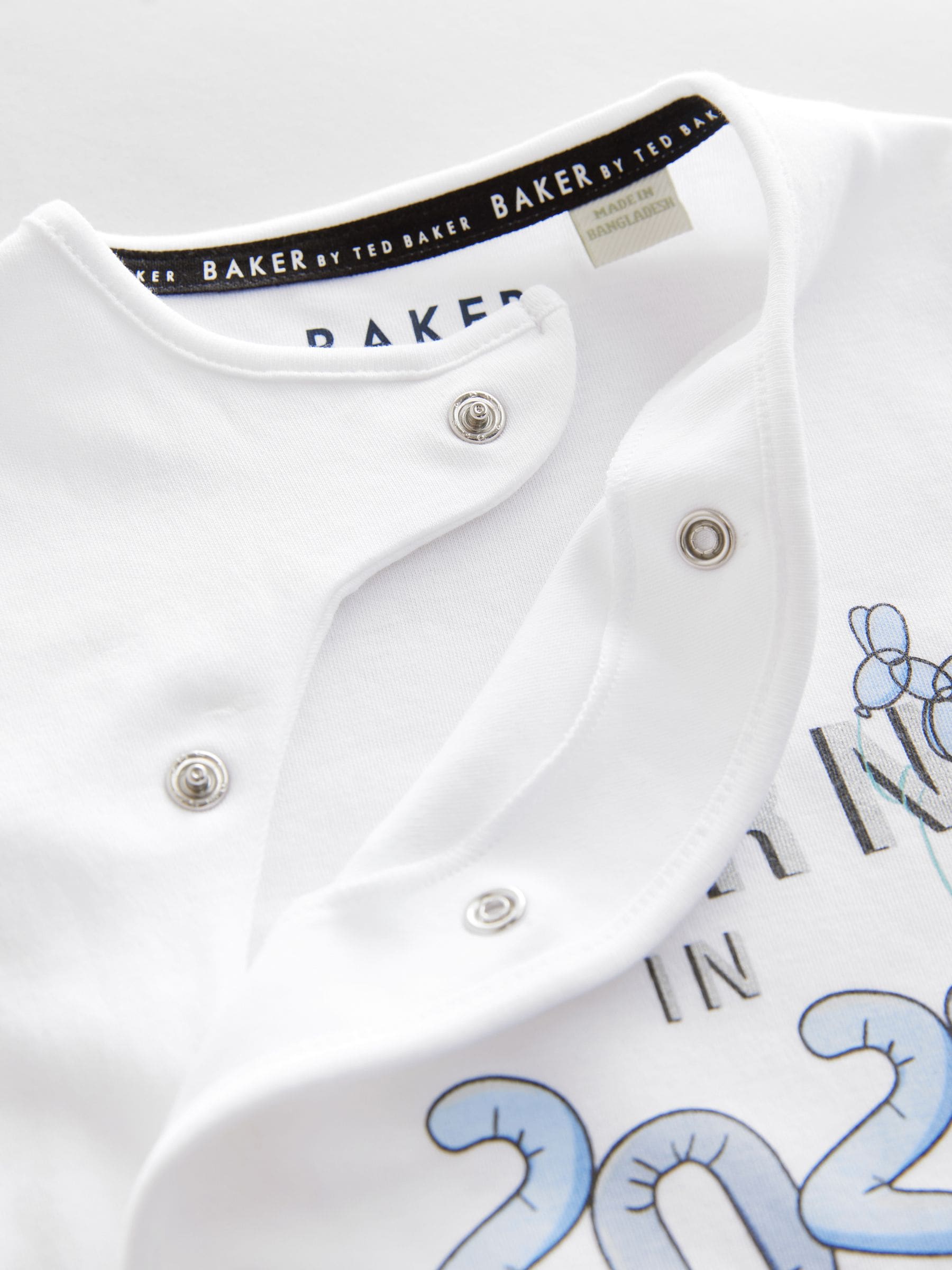 Baker by Ted Baker Born In 2025 100% Cotton White Sleepsuit