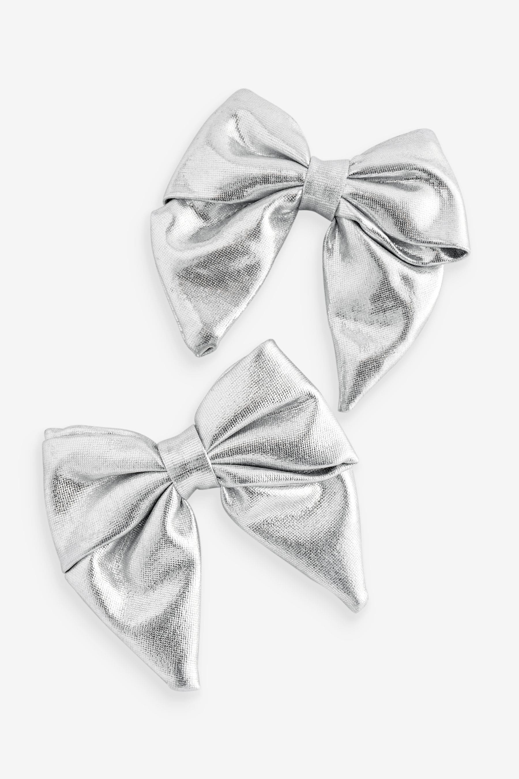 Silver Tone Metallic Bow Clips