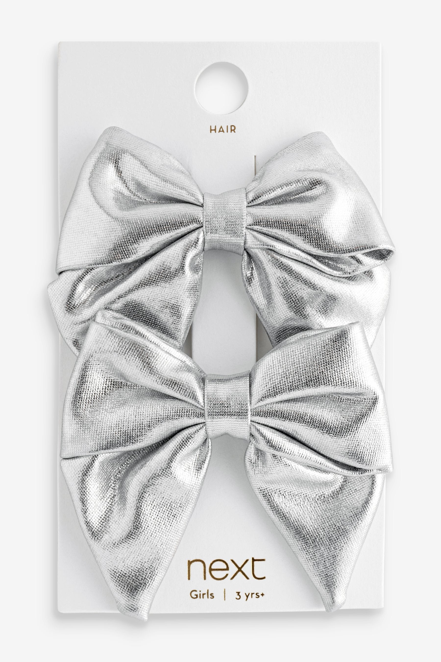 Silver Tone Metallic Bow Clips