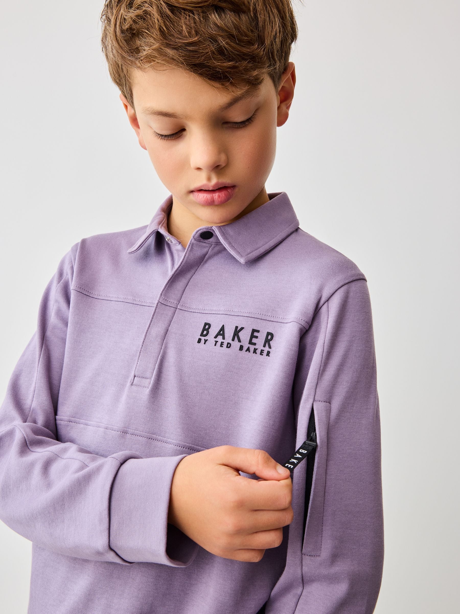 Baker by Ted Baker Purple Long Sleeve Polo Shirt