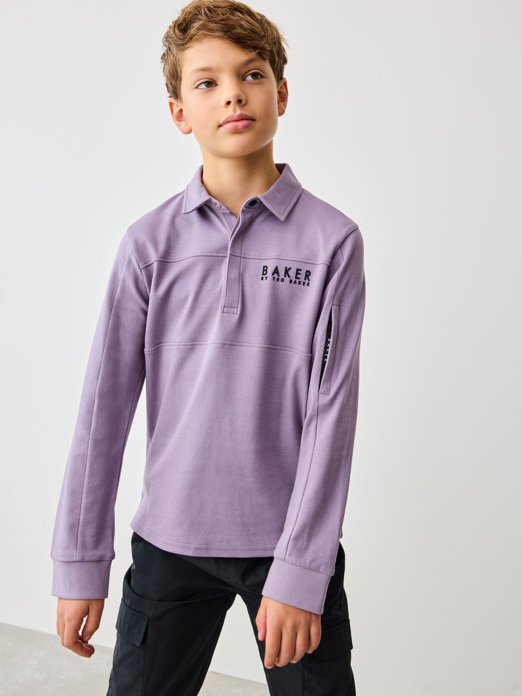 Baker by Ted Baker Purple Long Sleeve Polo Shirt