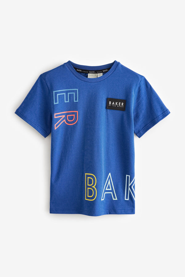 Baker by Ted Baker Blue 100% Cotton Graphic T-Shirt