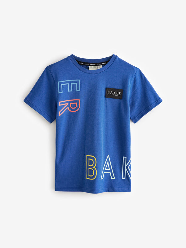 Baker by Ted Baker Blue 100% Cotton Graphic T-Shirt