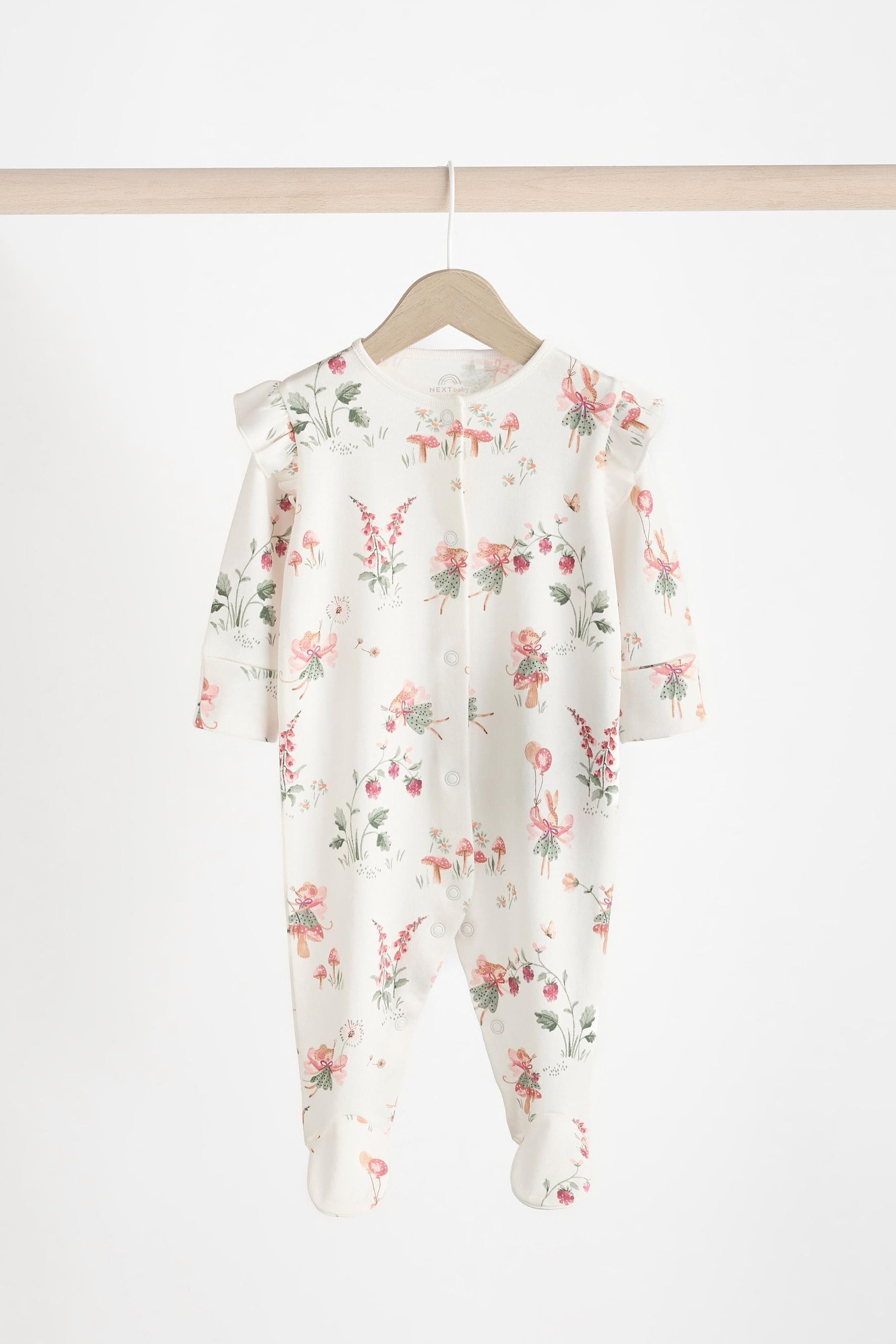 Pink Baby Floral Sleepsuits 3 Pack