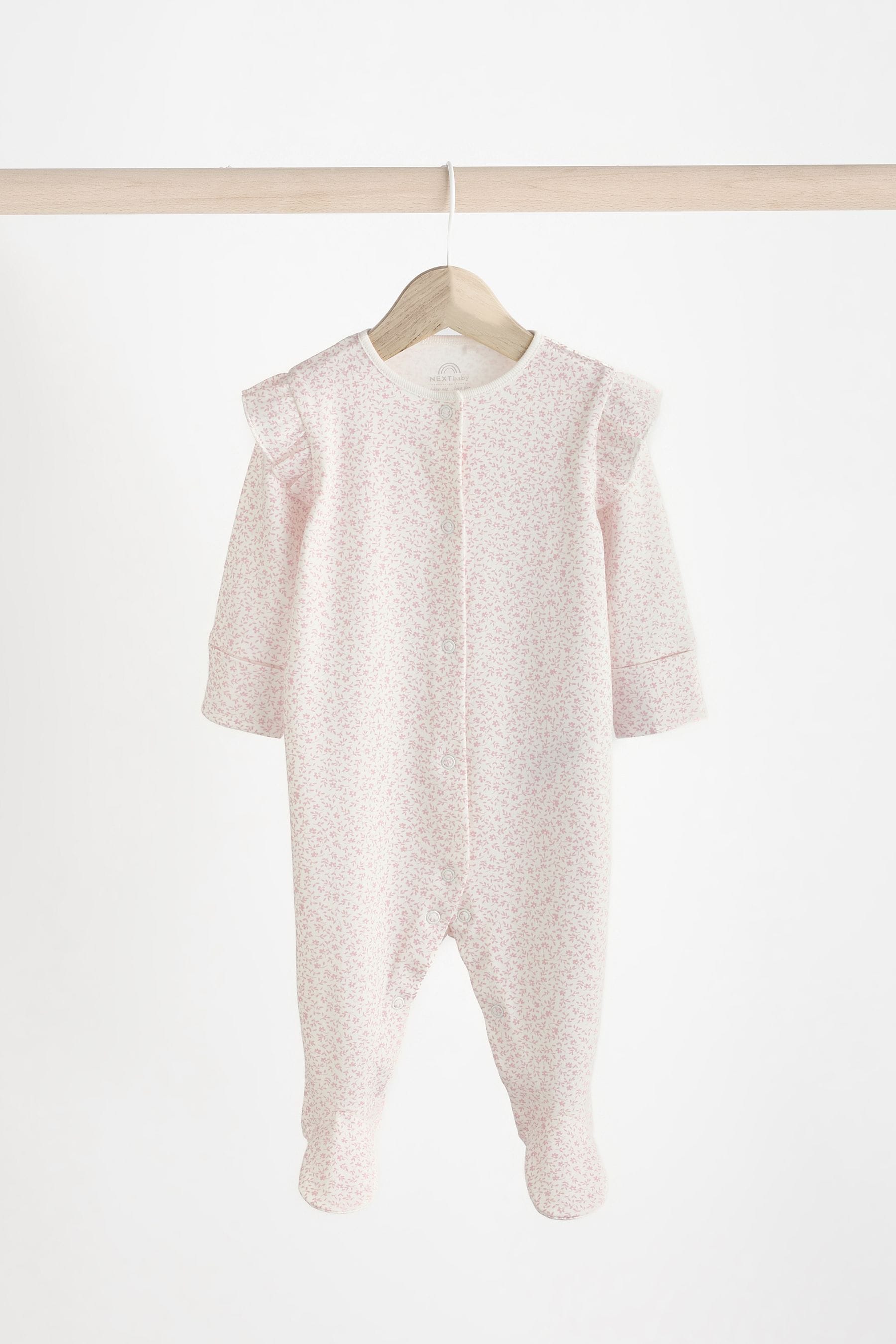 Pink Baby Floral Sleepsuits 3 Pack