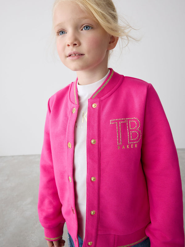 Pink Baker by Ted Baker Pink Foil Branded Bomber Jacket