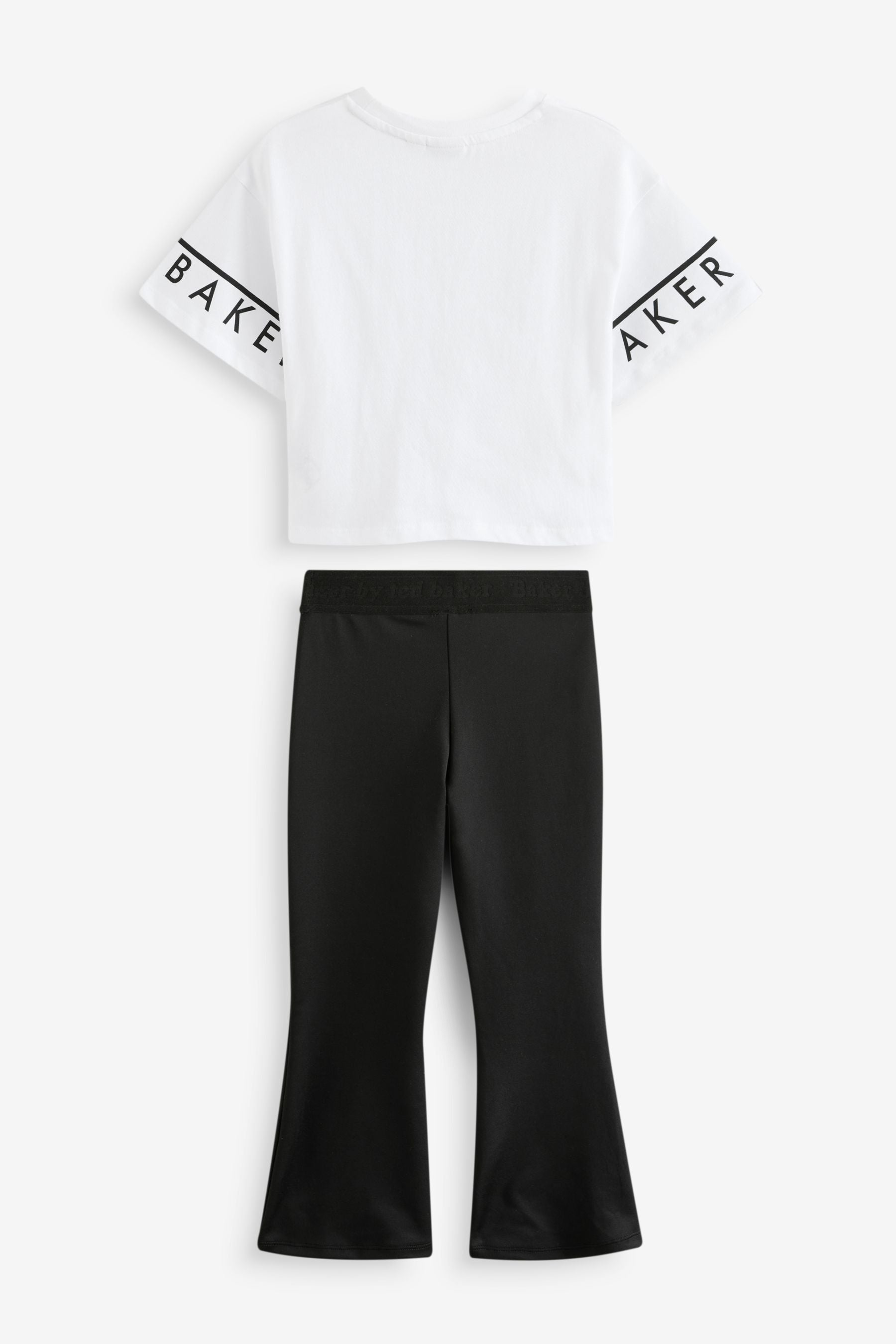 Baker by Ted Baker Cropped Black T-Shirt And Flared Leggings Set