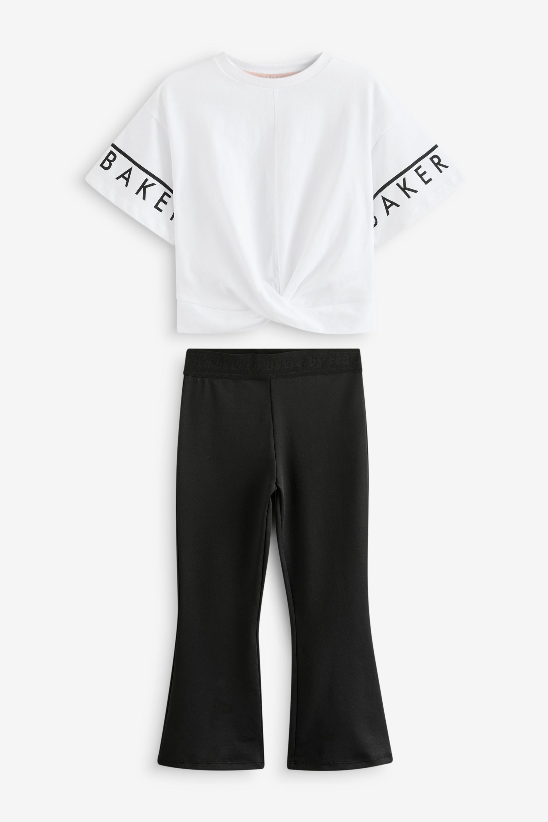 Baker by Ted Baker Cropped Black T-Shirt And Flared Leggings Set