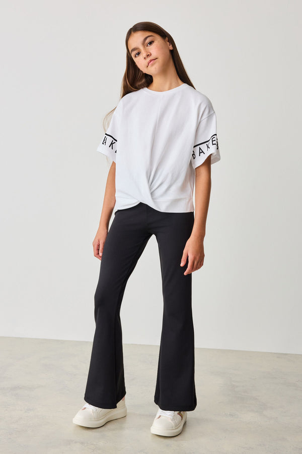 Baker by Ted Baker Cropped Black T-Shirt And Flared Leggings Set