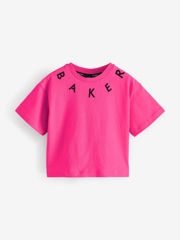 Baker by Ted Baker Pink Stud Detail 100% Cotton T-Shirt