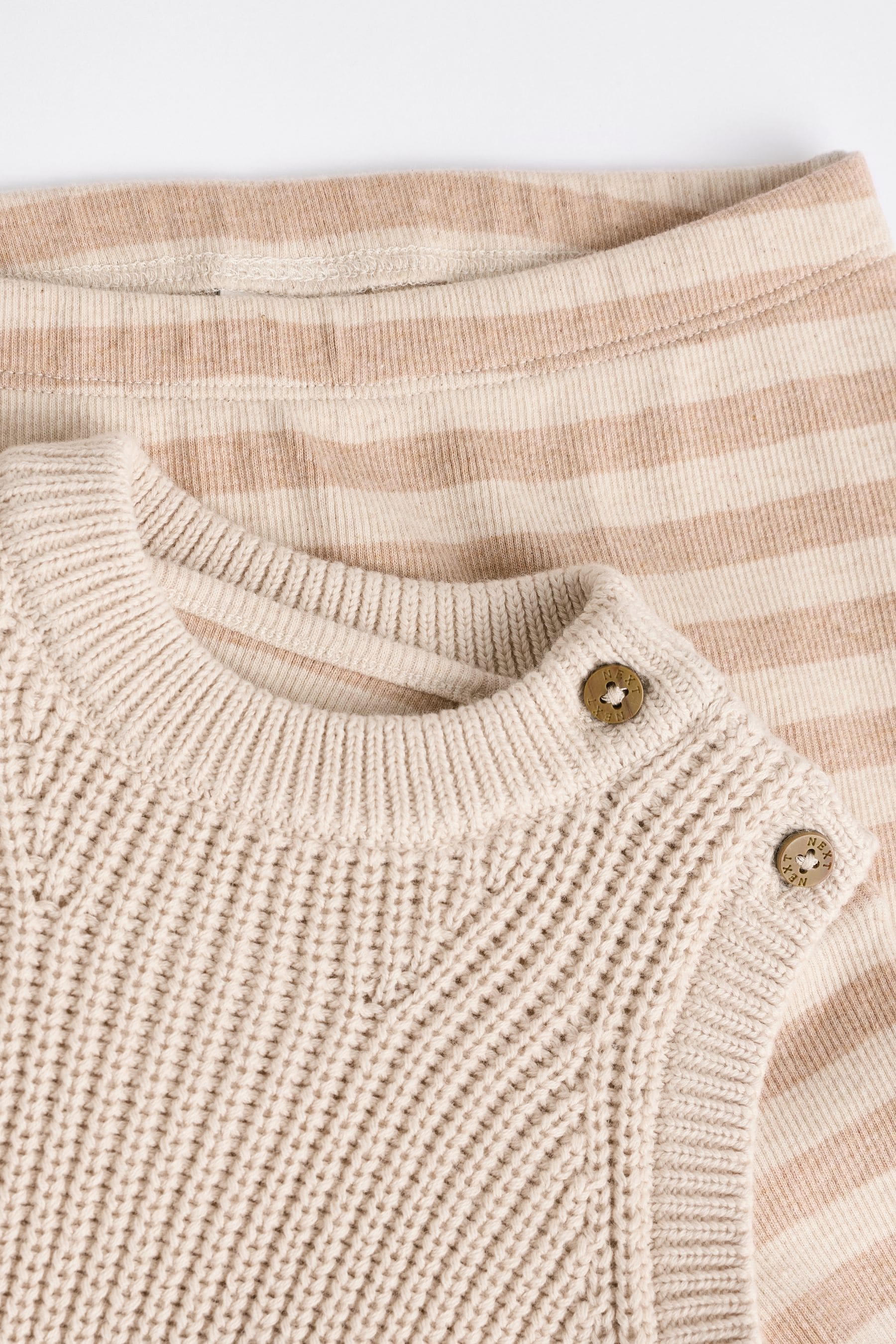 Neutral Stripe Baby Knit 100% Cotton Vest Set 3 Piece (0mths-2yrs)