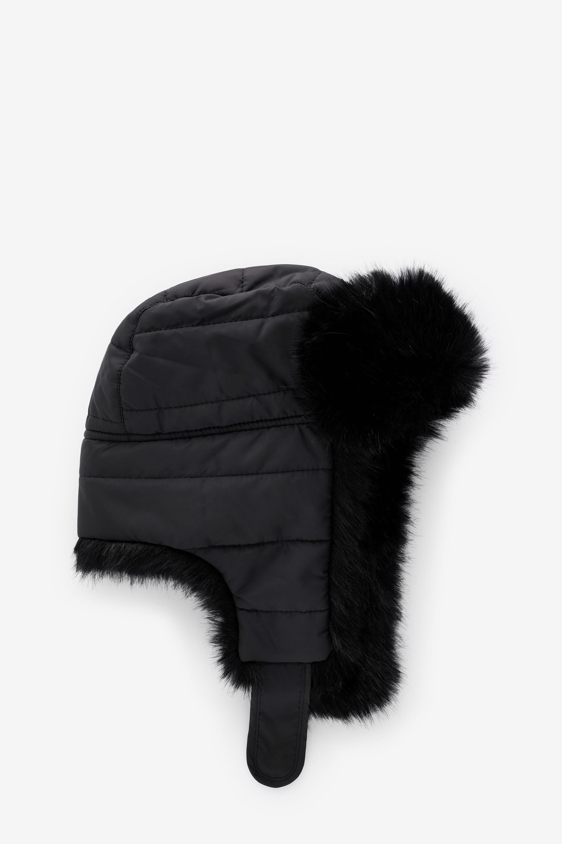 Black Quilted Trapper Hat (3-13yrs)