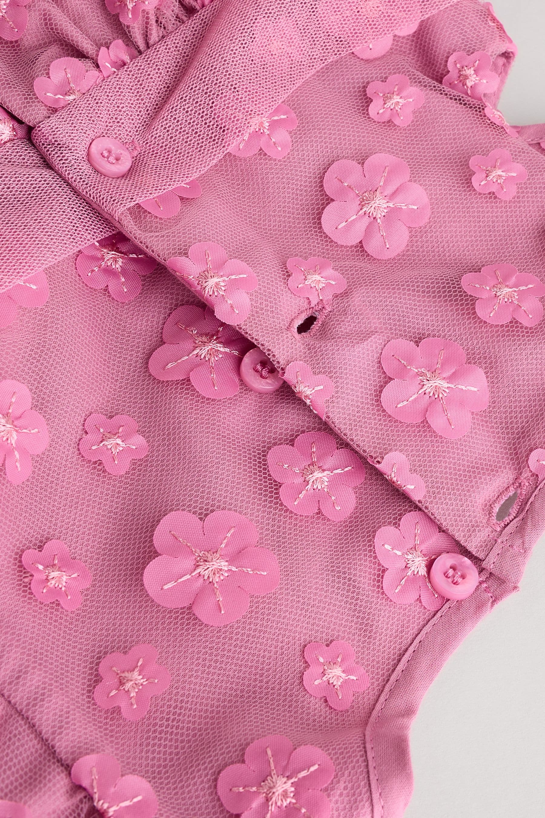 Berry Pink 3D Flowers Baby Occasion Dress (0mths-2yrs)