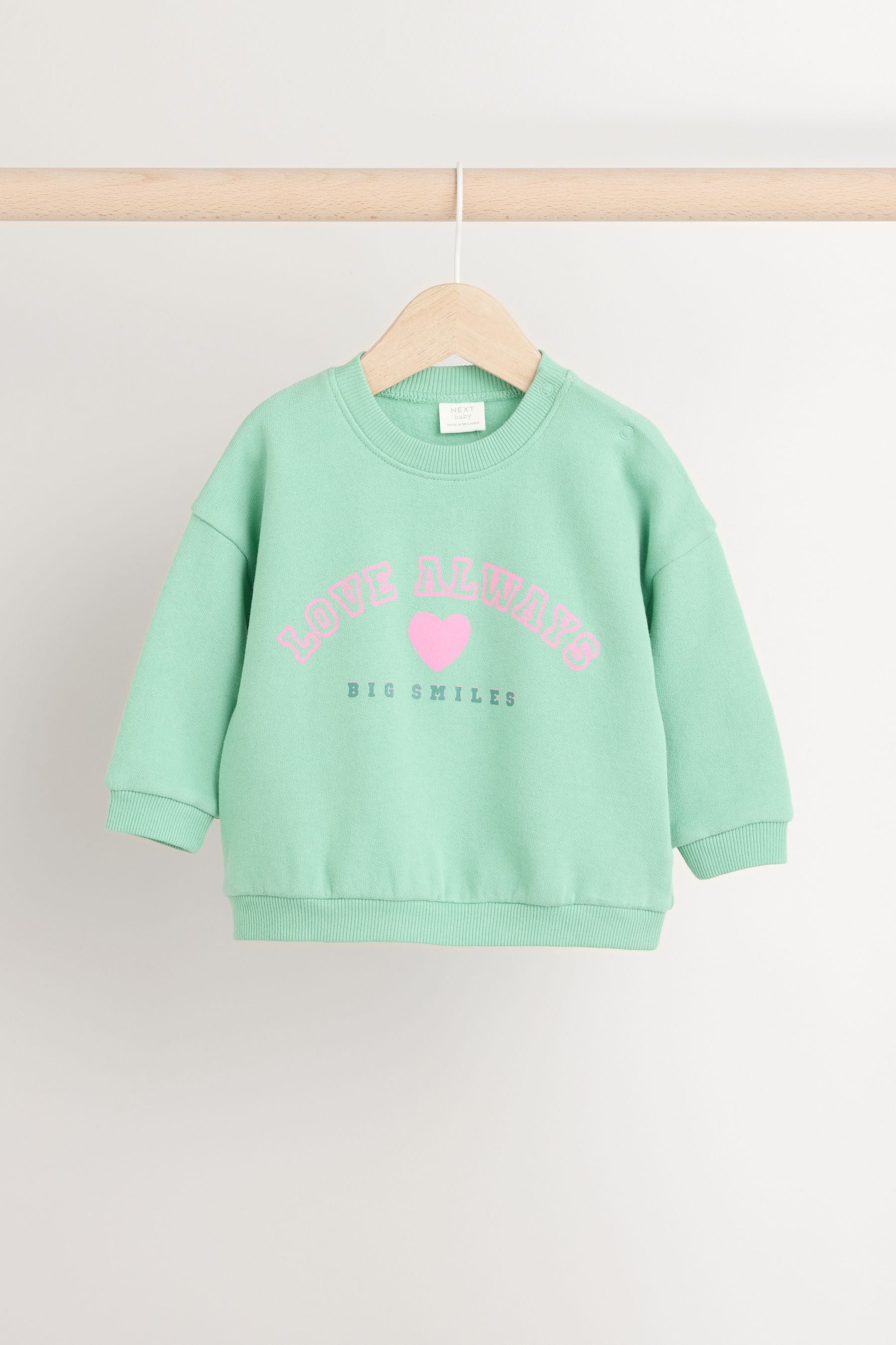 Green/Pink Gingham Baby Sweat Jumper & Woven Trousers Set