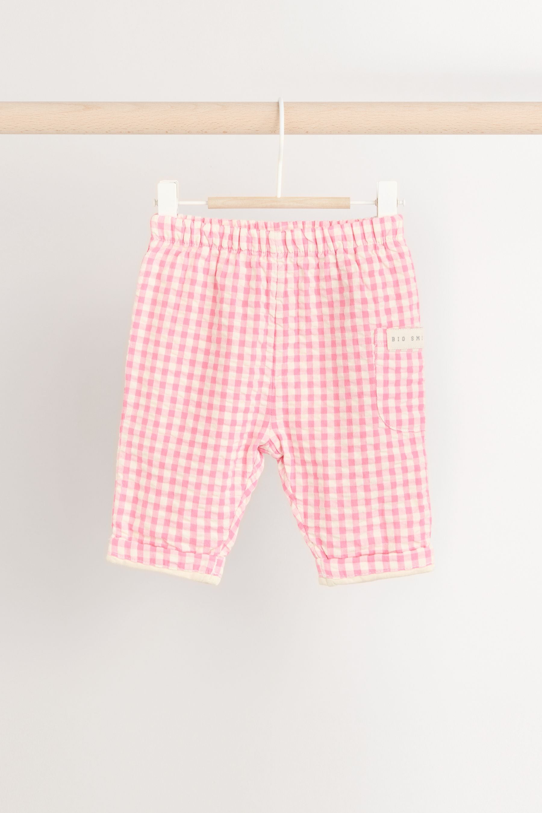 Green/Pink Gingham Baby Sweat Jumper & Woven Trousers Set