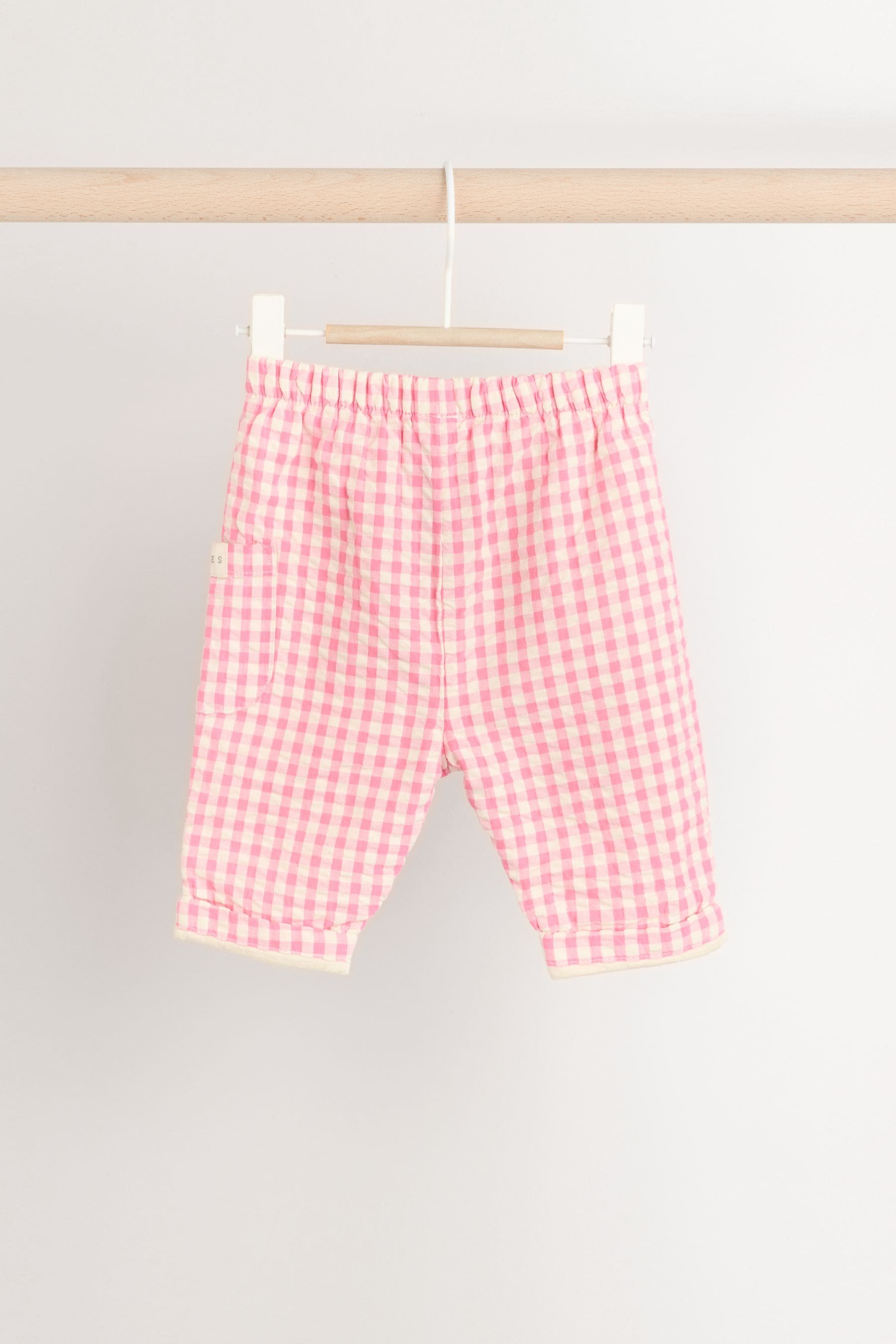 Green/Pink Gingham Baby Sweat Jumper & Woven Trousers Set