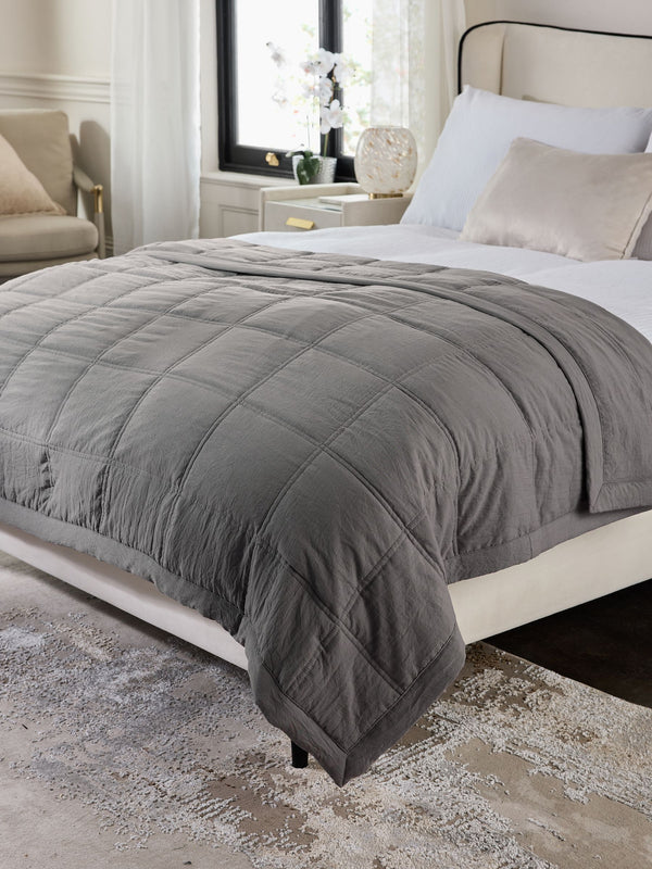 Grey Connie Quilted Microfibre Bedspread